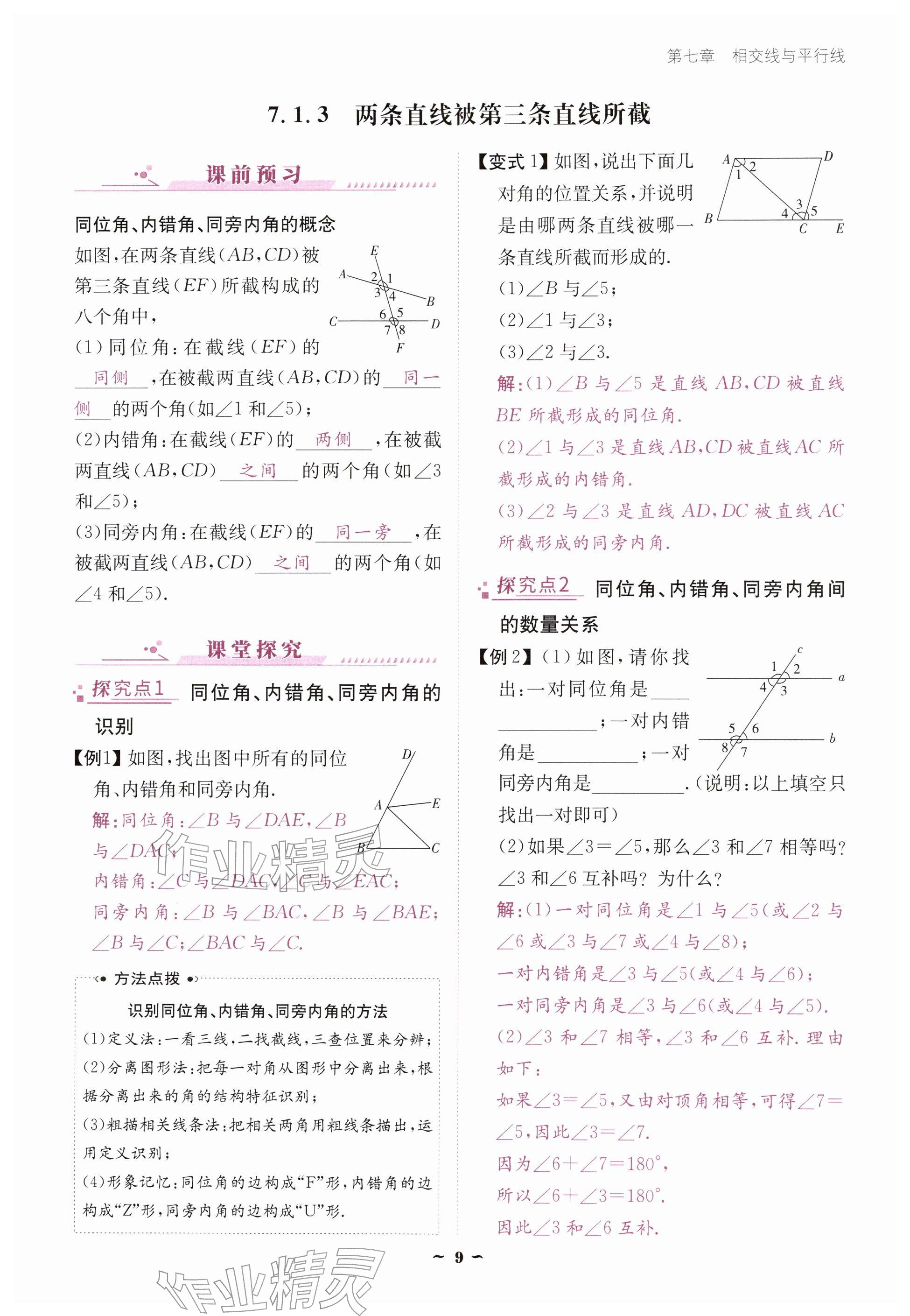 2026年优佳学案（云南）七年级数学下册人教版&nbsp;参考答案第9页