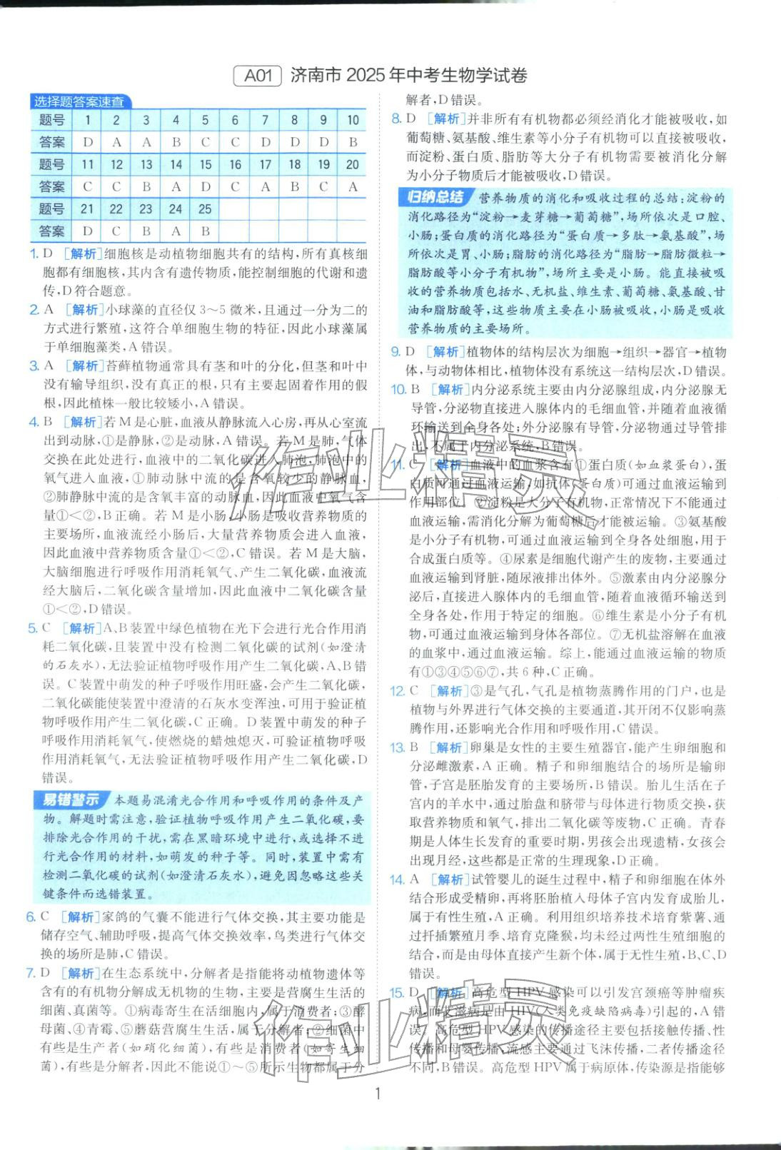 2026年山东省中考试卷精选八年级生物&nbsp;第1页