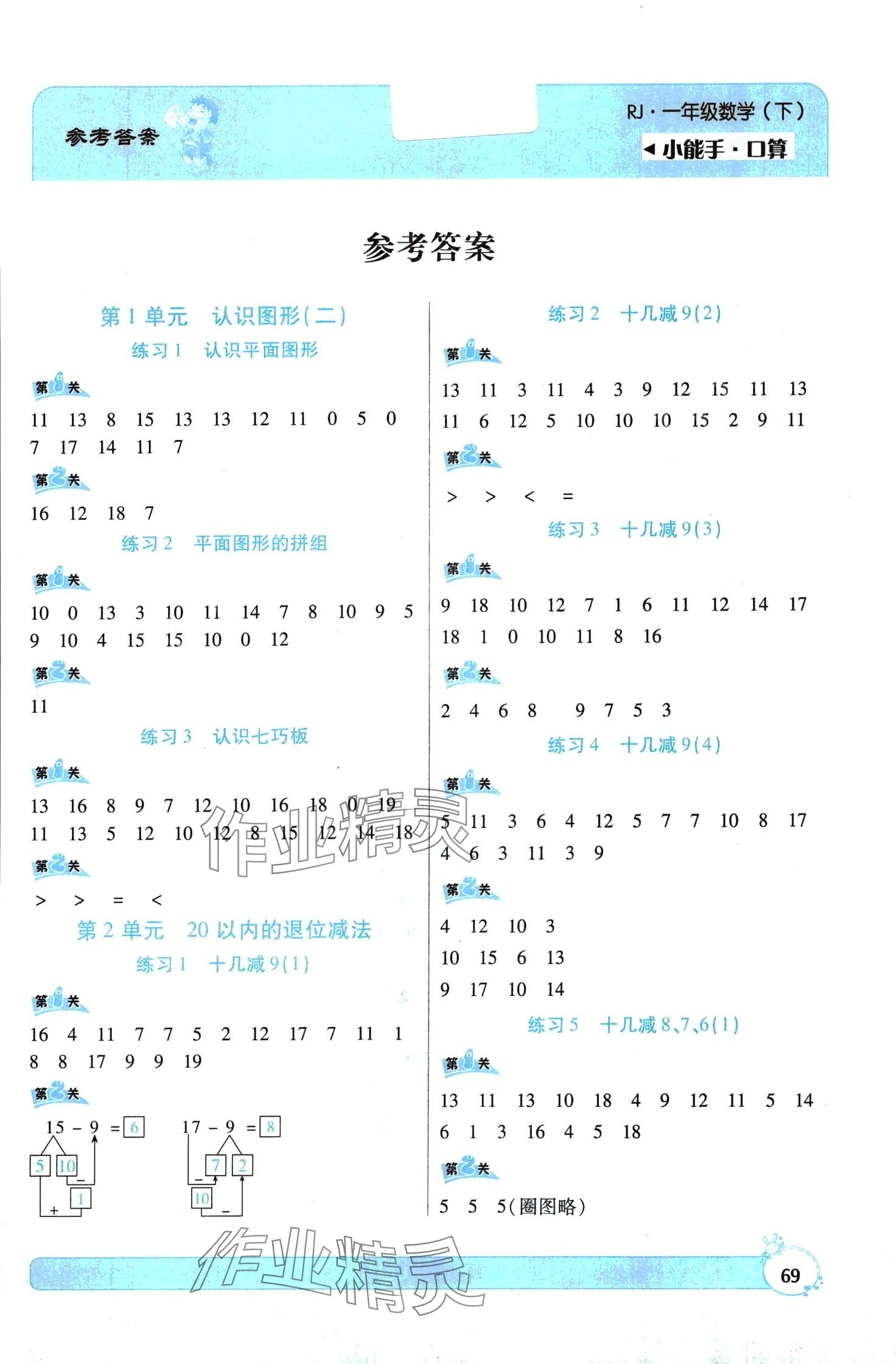 2024年小能手口算一年級數(shù)學(xué)下冊人教版 第1頁