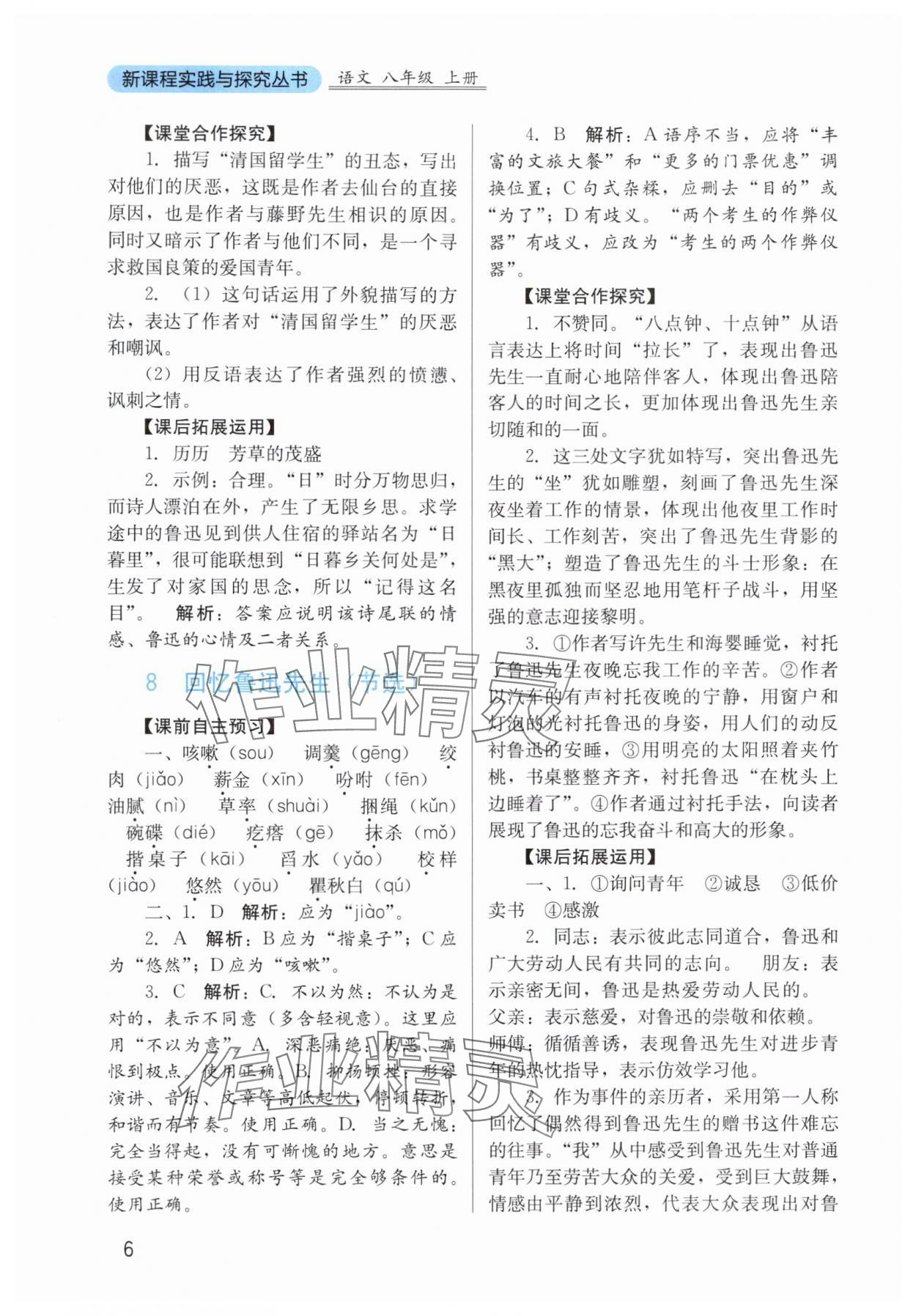 2025年新课程实践与探究丛书八年级语文上册人教版 第6页