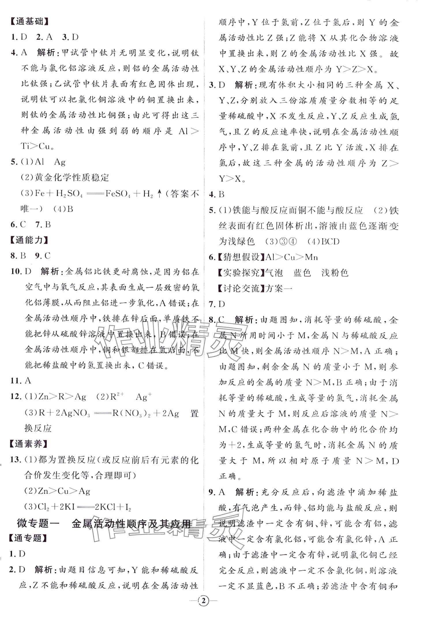 2024年优加学案课时通九年级化学下册Y1 第2页