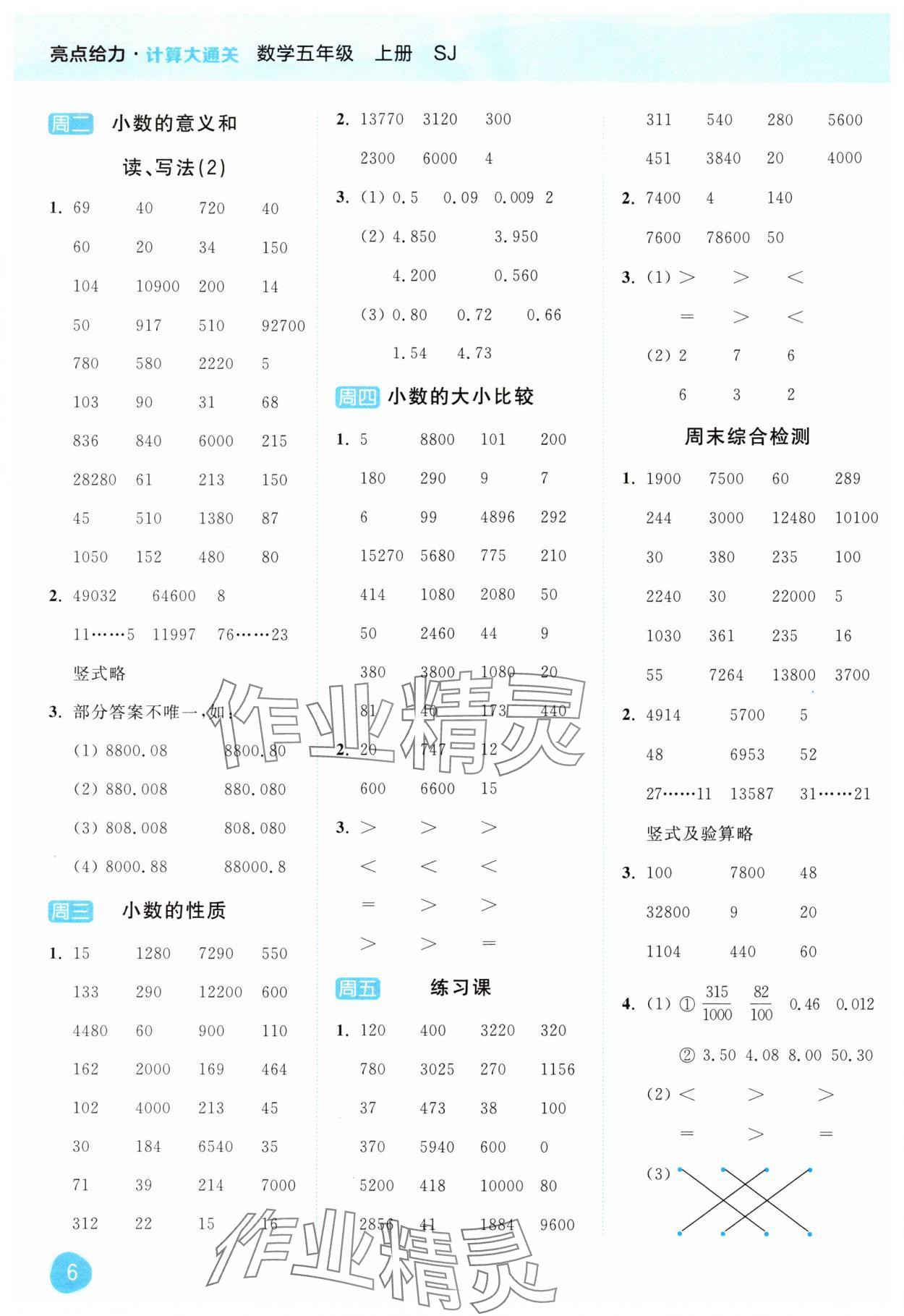 2025年亮點給力計算大通關五年級數(shù)學上冊蘇教版 第6頁