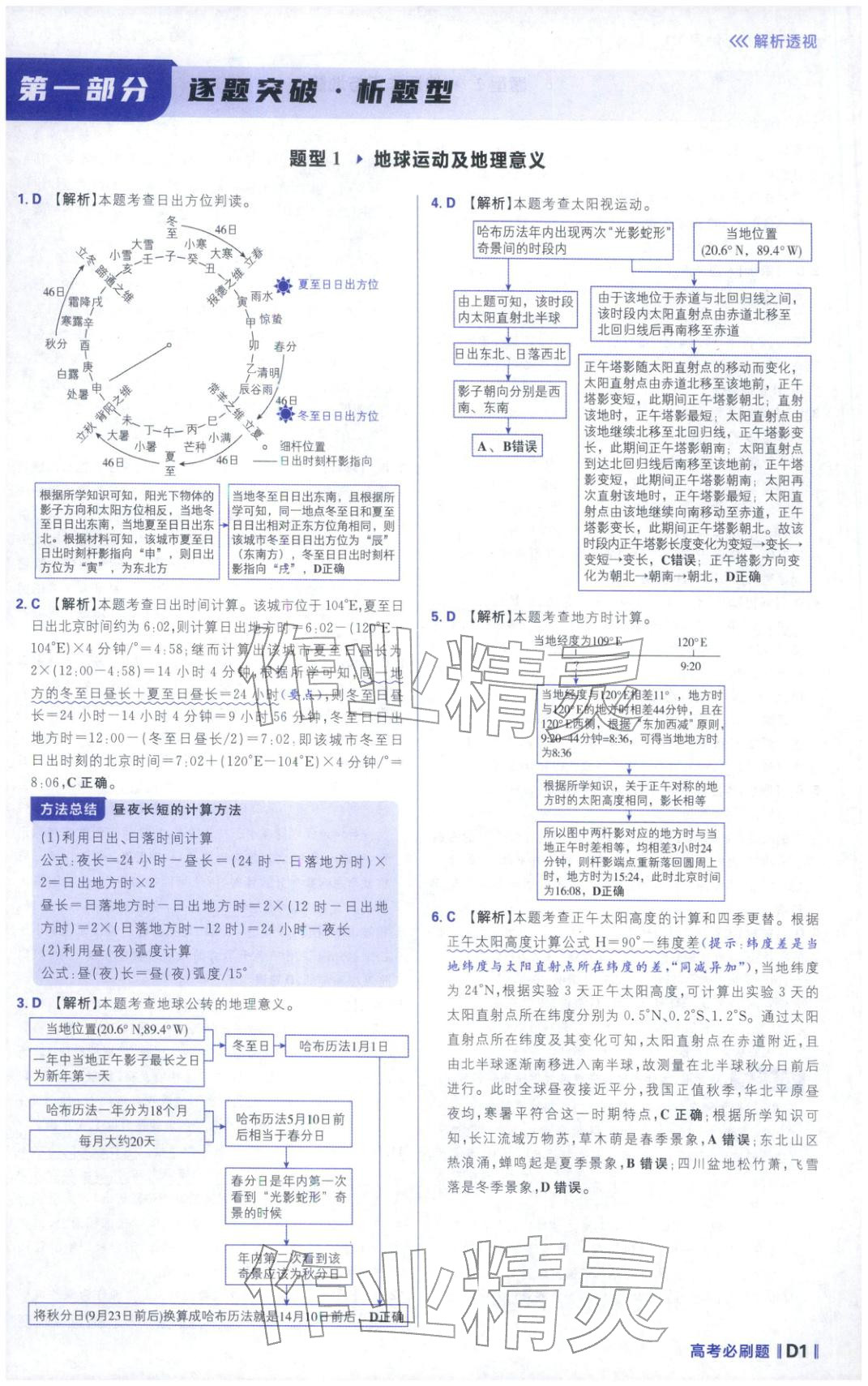 2026年高考必刷题分题型强化高中地理 参考答案第1页
