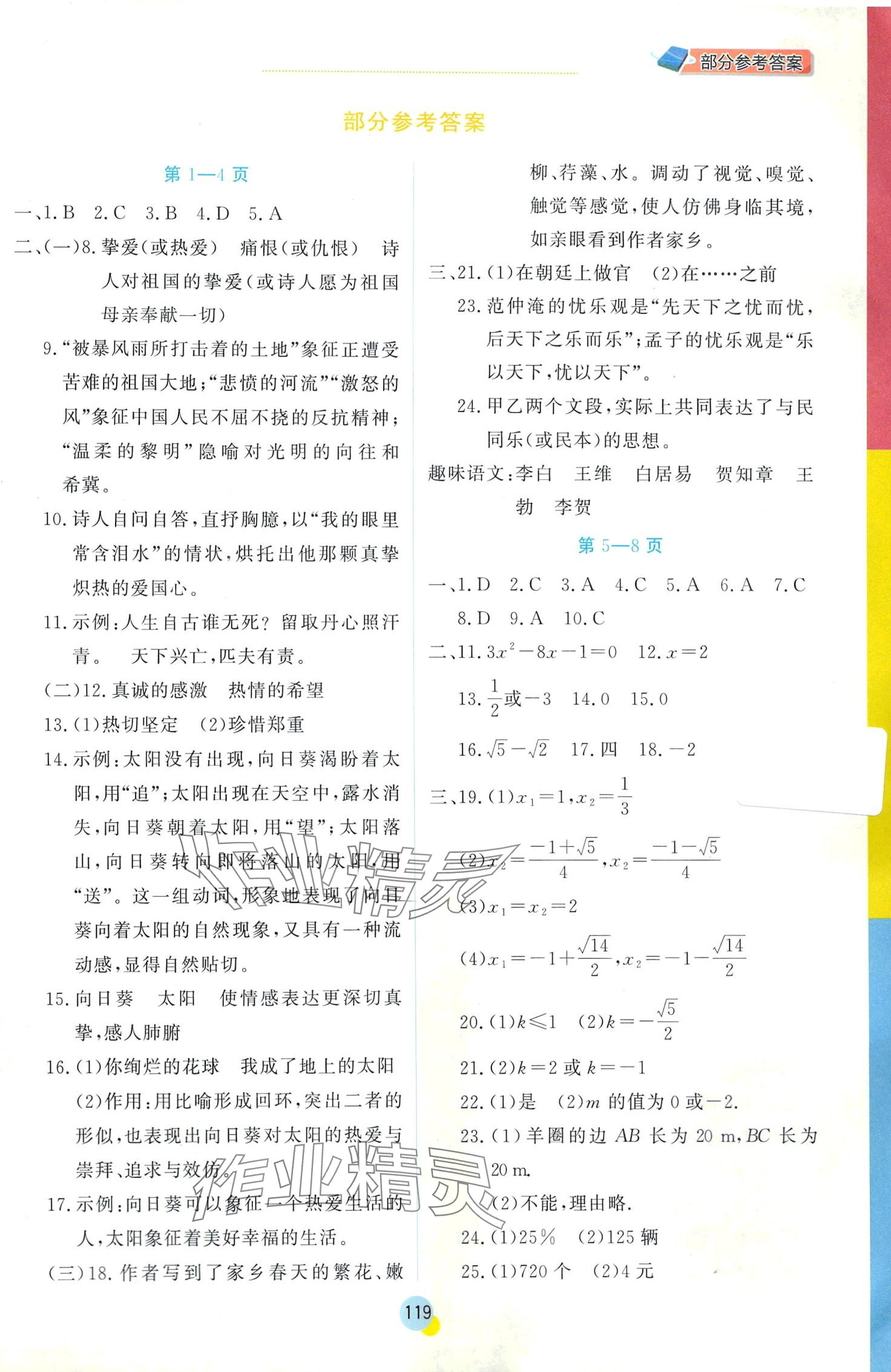 2024年彩虹寒假九年级 第1页
