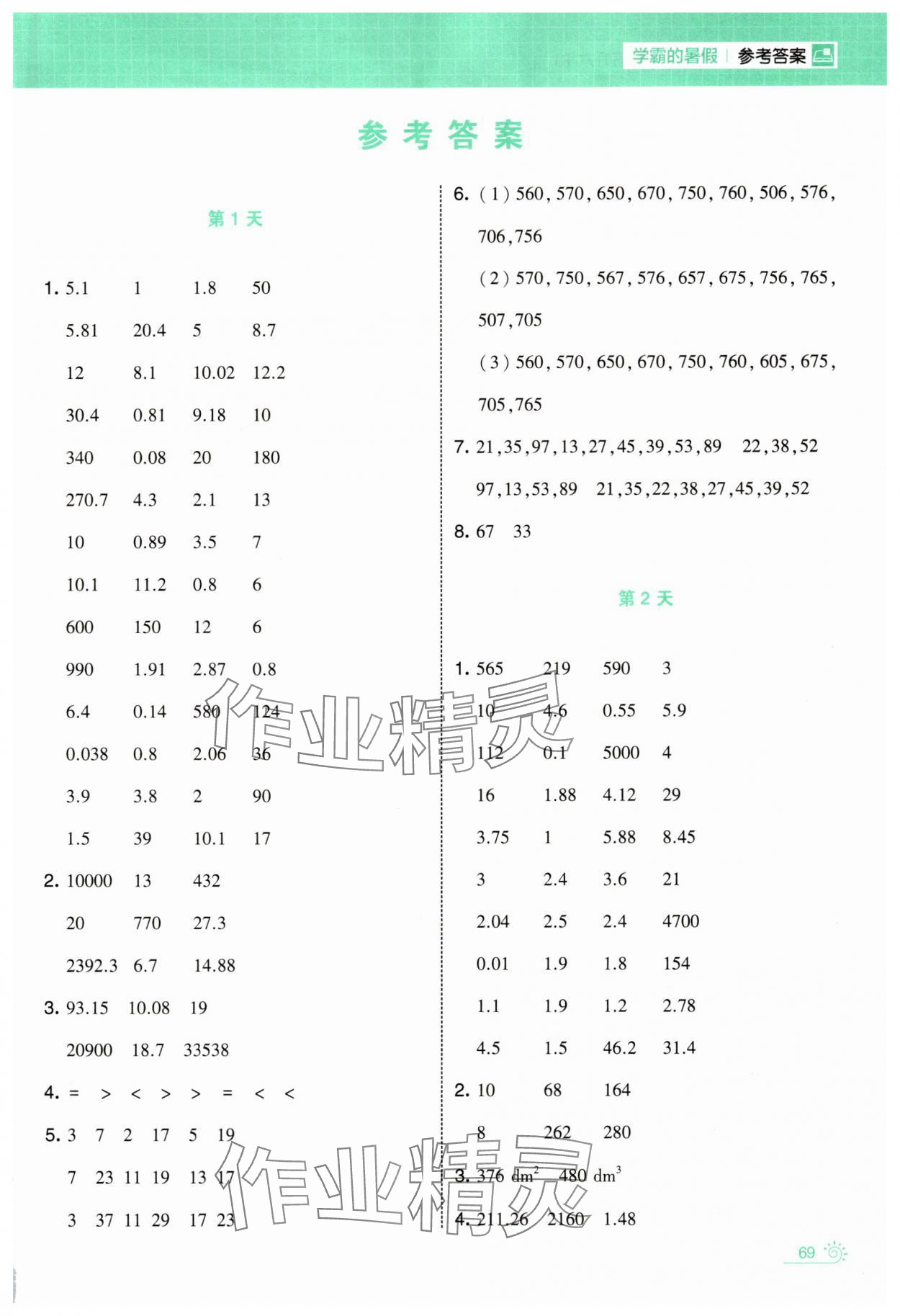 2025年學霸的暑假計算暑期大通關五升六數學 第1頁