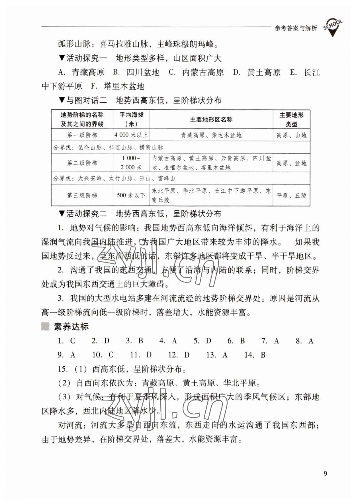 2023年新課程問題解決導(dǎo)學(xué)方案八年級地理上冊人教版 參考答案第9頁