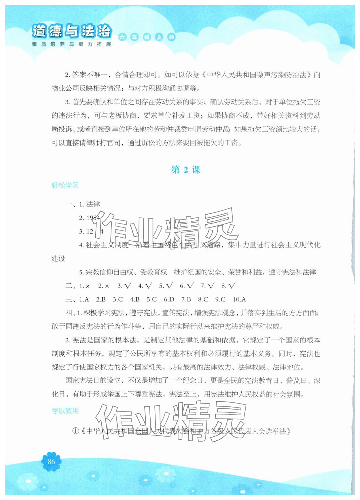 2025年素质培养与能力拓展六年级道德与法治上册人教版 第2页