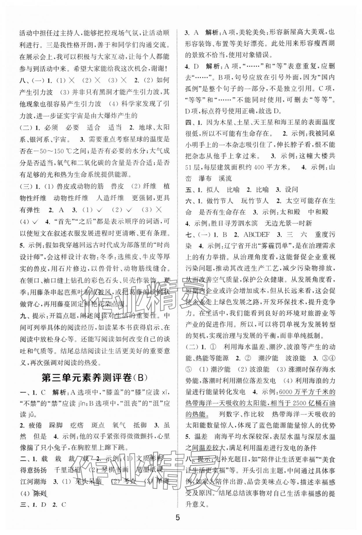 2025年通城學典全程測評卷六年級語文上冊人教版江蘇專版 第5頁