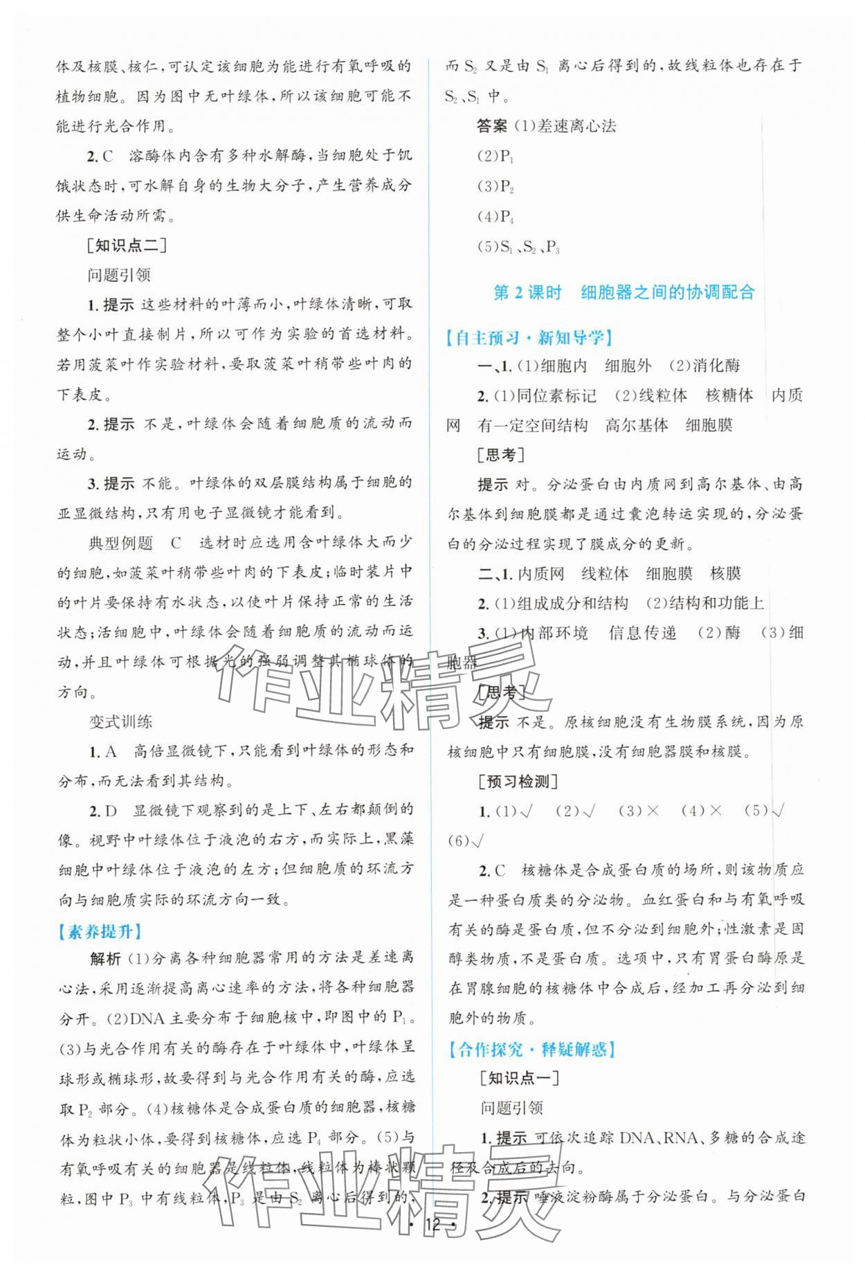 2023年高中同步測控優(yōu)化設(shè)計(jì)生物必修1分子與細(xì)胞增強(qiáng)版 參考答案第11頁