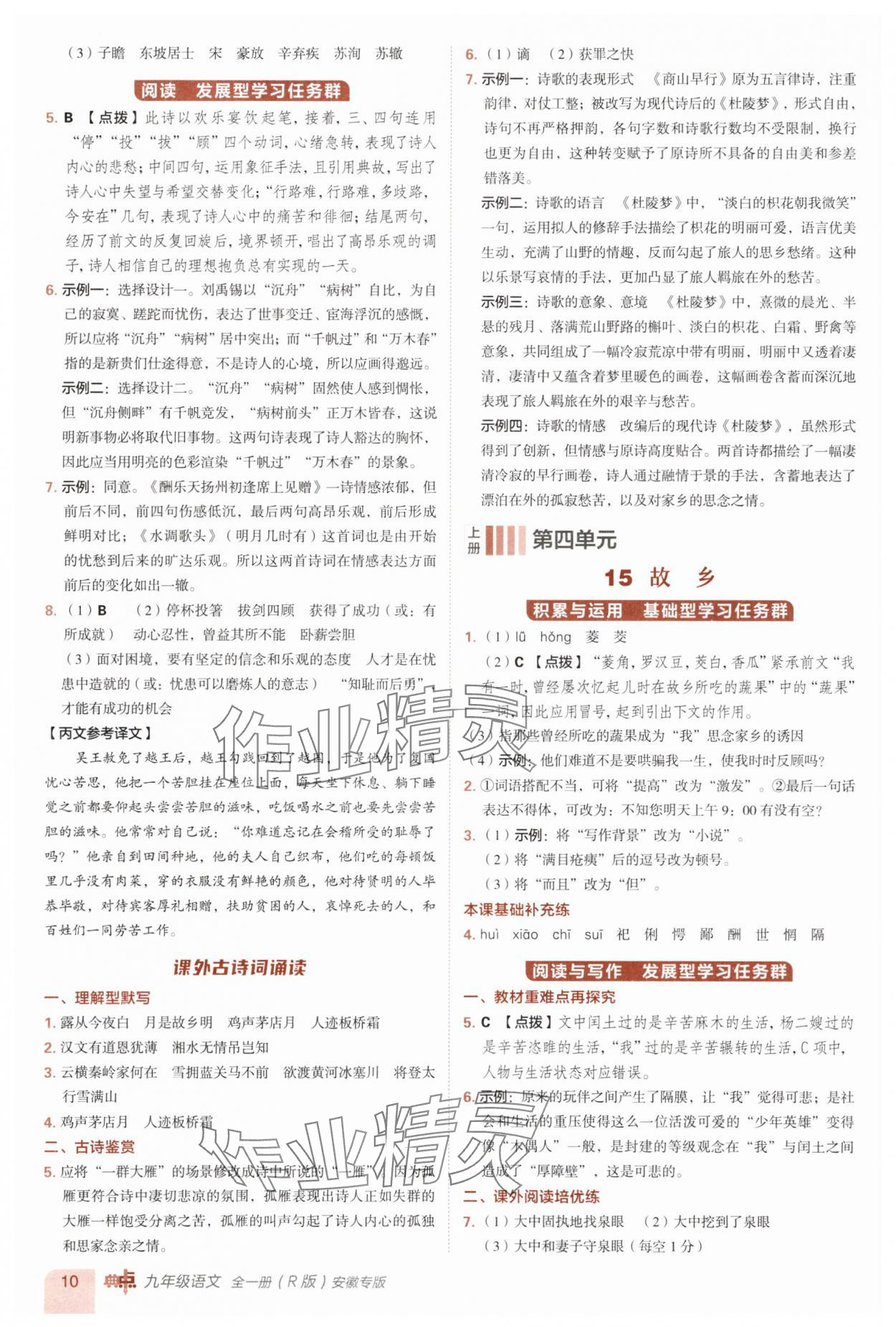 2025年综合应用创新题典中点九年级语文全一册人教版安徽专版 第10页