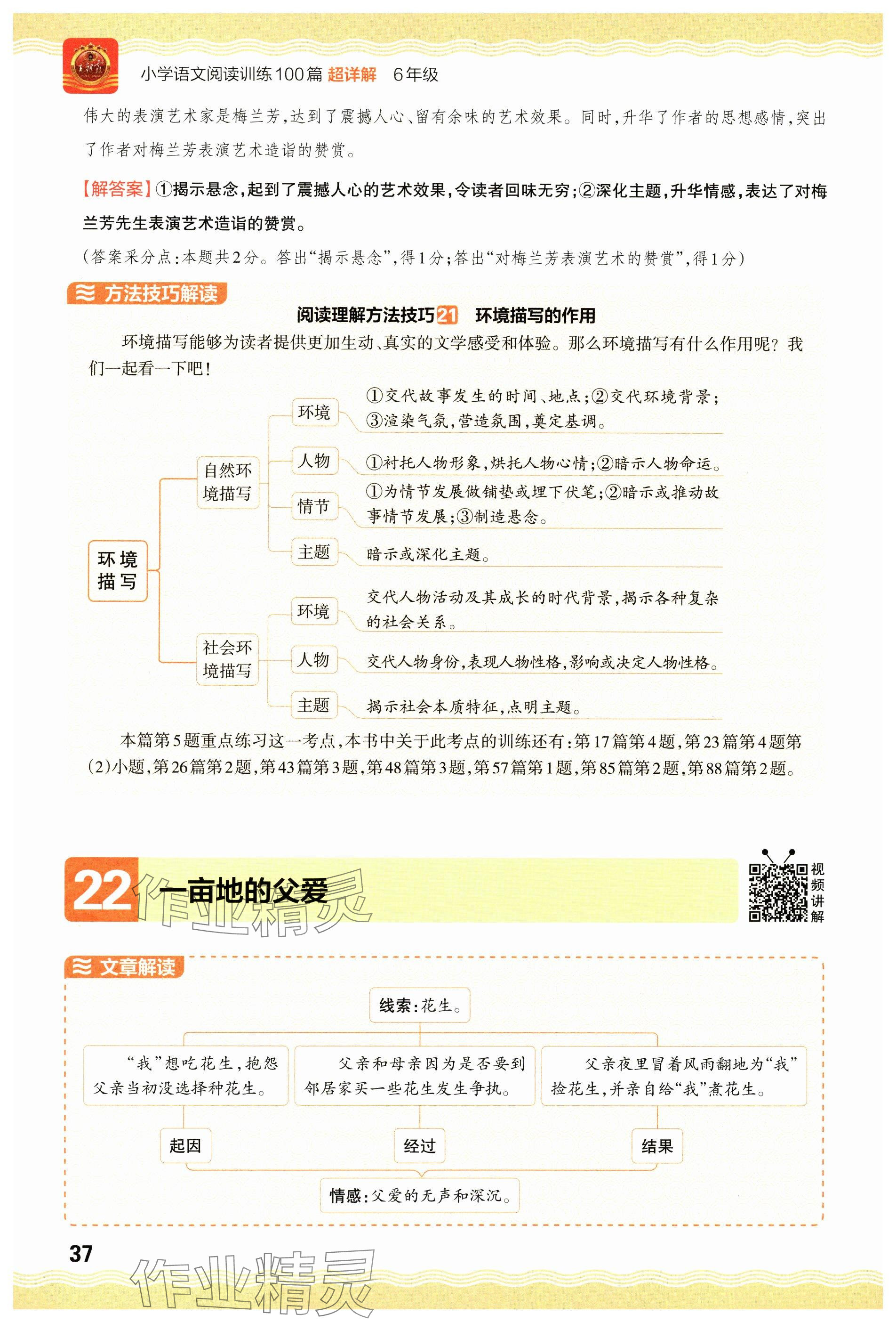 2024年王朝霞小學(xué)語(yǔ)文閱讀訓(xùn)練100篇六年級(jí) 參考答案第37頁(yè)