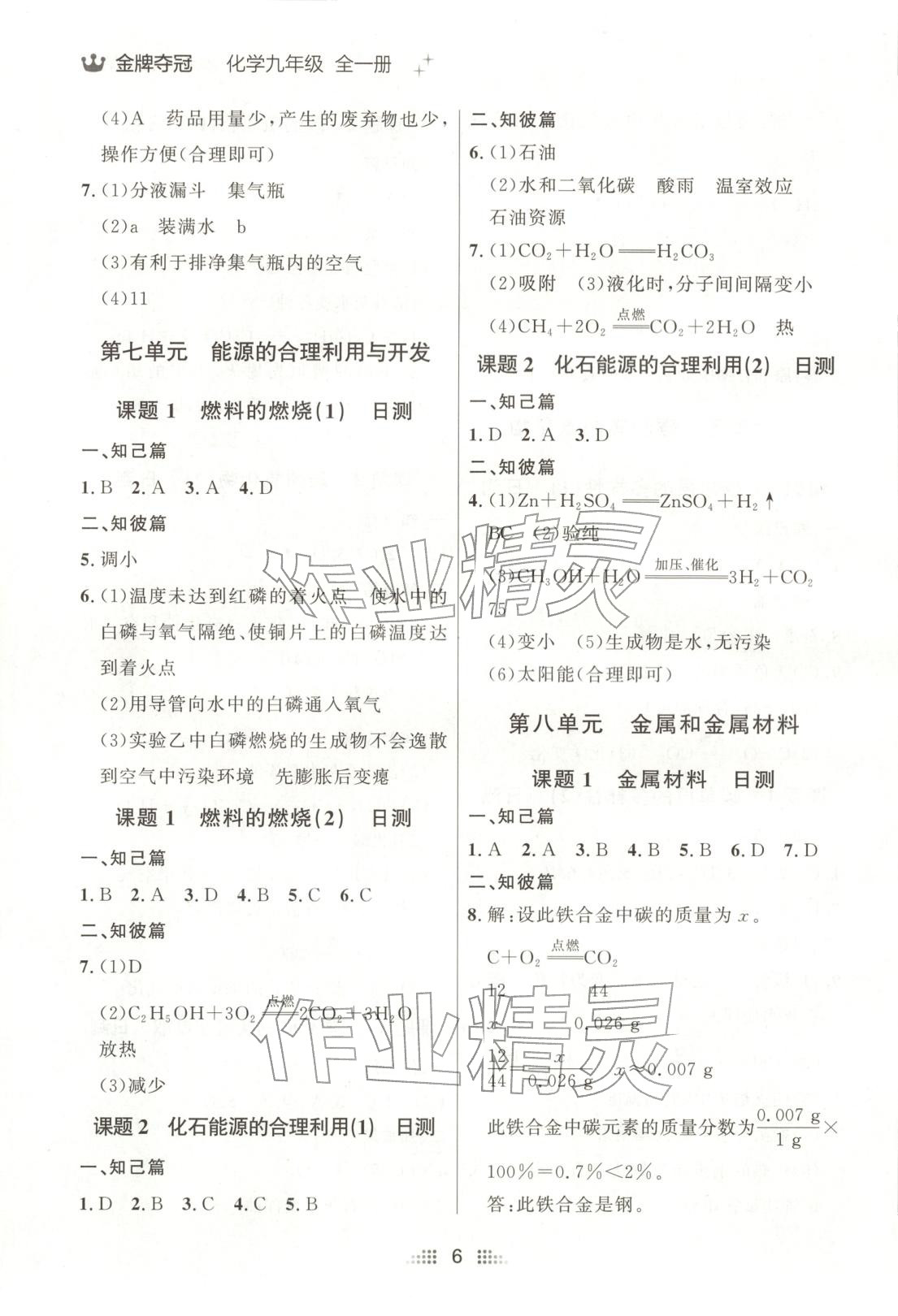 2025年点石成金金牌夺冠九年级化学全一册人教版辽宁专版&nbsp;第6页
