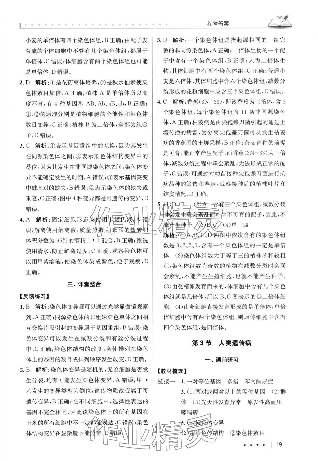 2025年墨池新學堂高中生物必修2人教版 參考答案第19頁