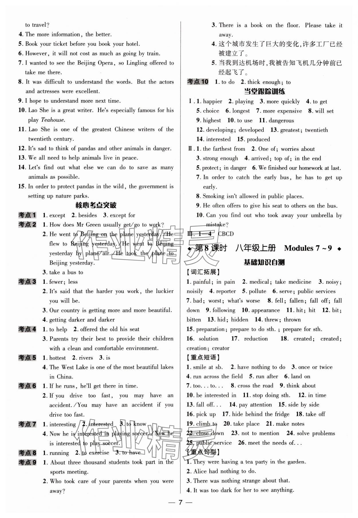 2025年中考對(duì)策英語(yǔ)外研版濰坊專(zhuān)版 參考答案第7頁(yè)