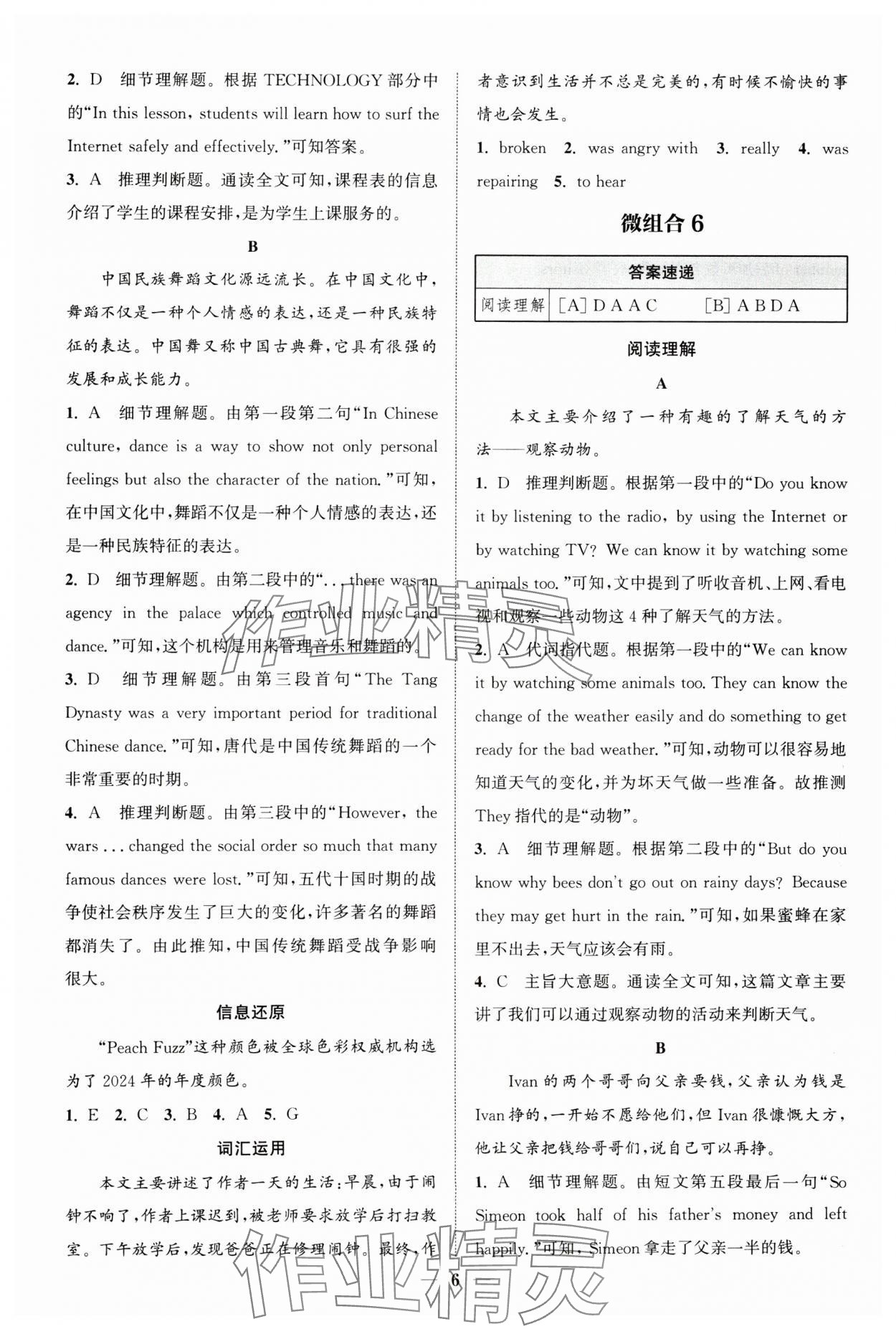 2025年通城學(xué)典組合訓(xùn)練八年級(jí)英語下冊(cè)譯林版蘇州專版 參考答案第6頁