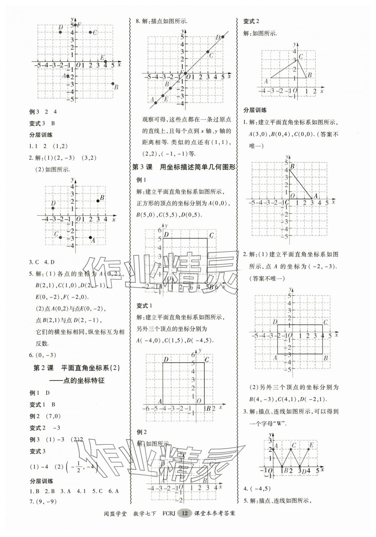 2025年分層導學案七年級數學下冊人教版 參考答案第12頁