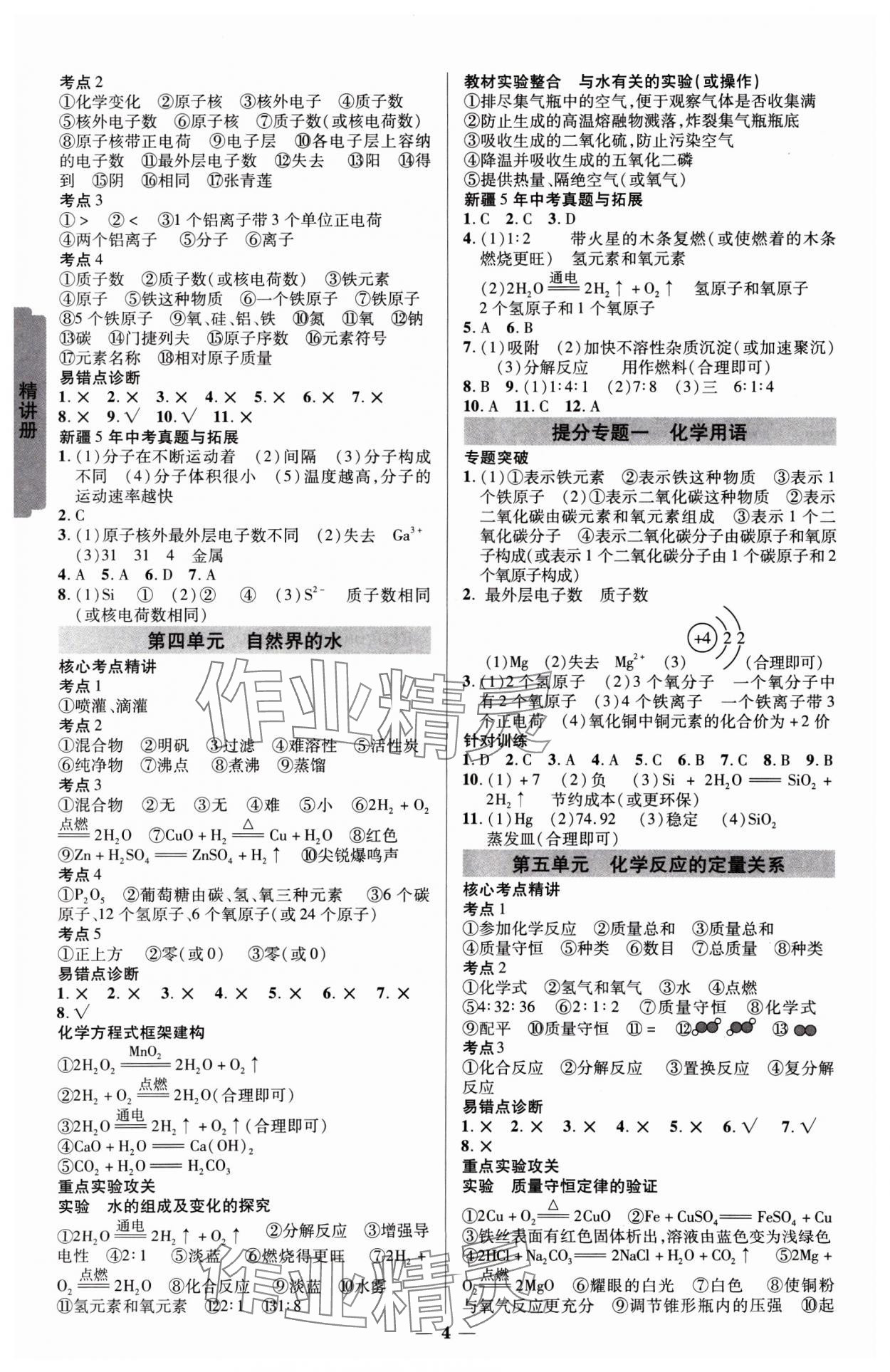 2025年中考新思路化學新疆專版 參考答案第3頁