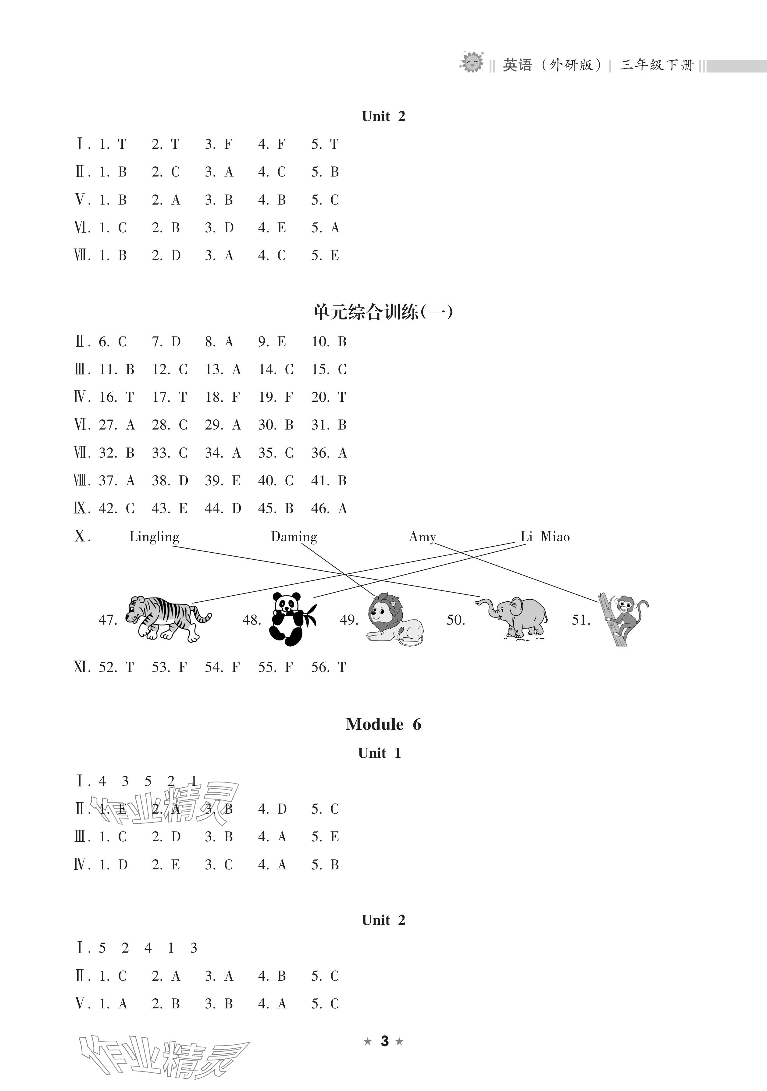 2024年新課程課堂同步練習(xí)冊(cè)三年級(jí)英語下冊(cè)外研版 參考答案第3頁