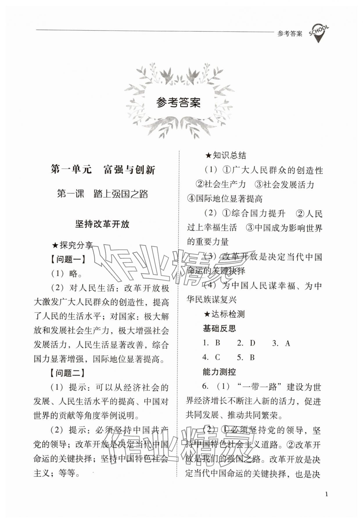 2025年新课程问题解决导学方案九年级道德与法治上册人教版 第1页