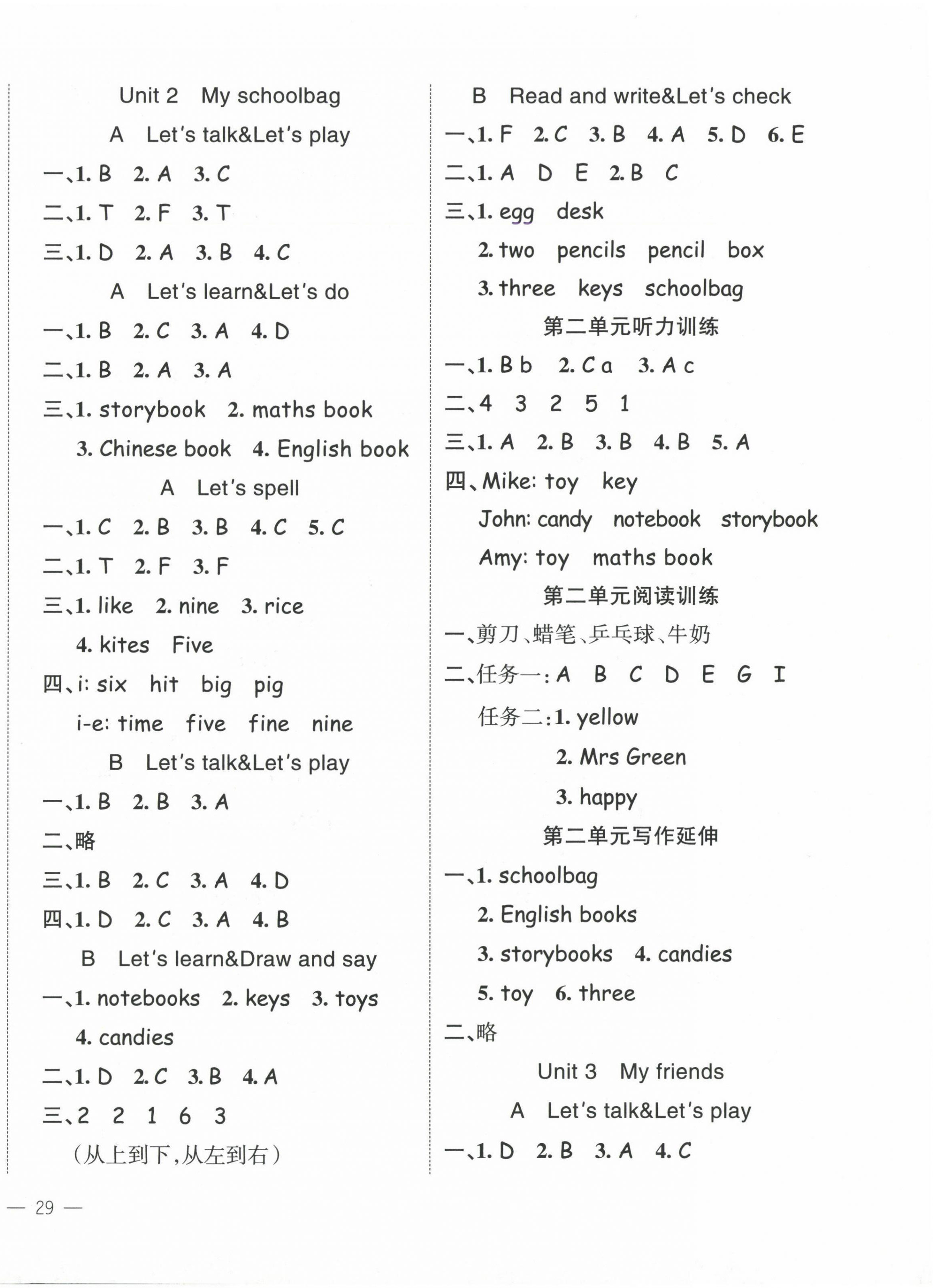 2024年名師面對(duì)面先學(xué)后練四年級(jí)英語(yǔ)上冊(cè)人教版 參考答案第2頁(yè)