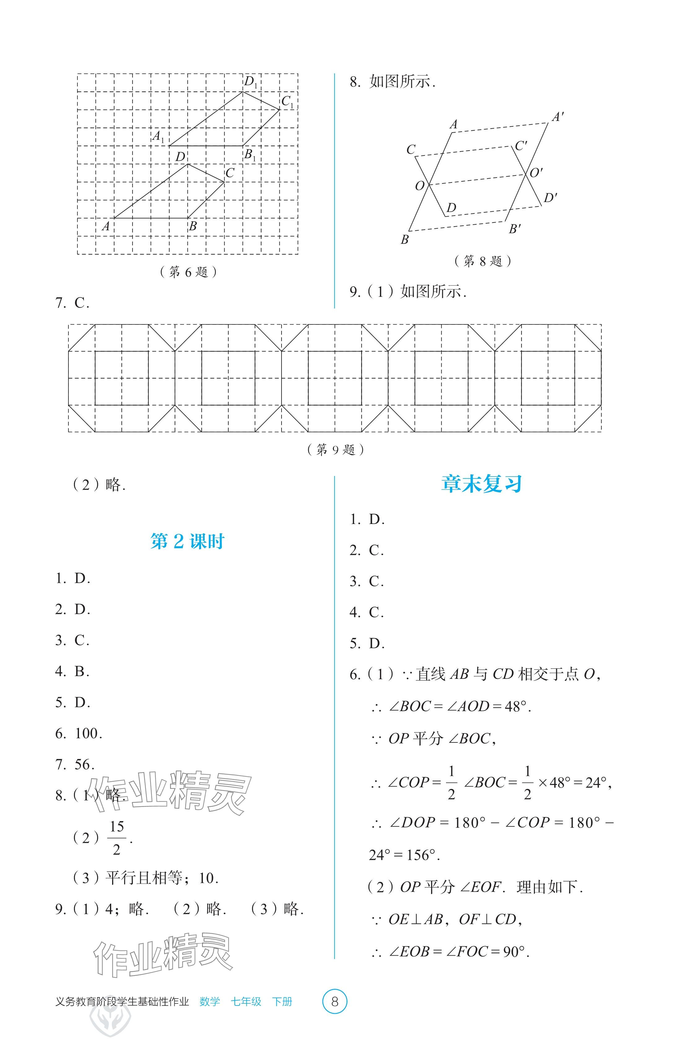 2025年學生基礎性作業七年級數學下冊人教版 參考答案第8頁