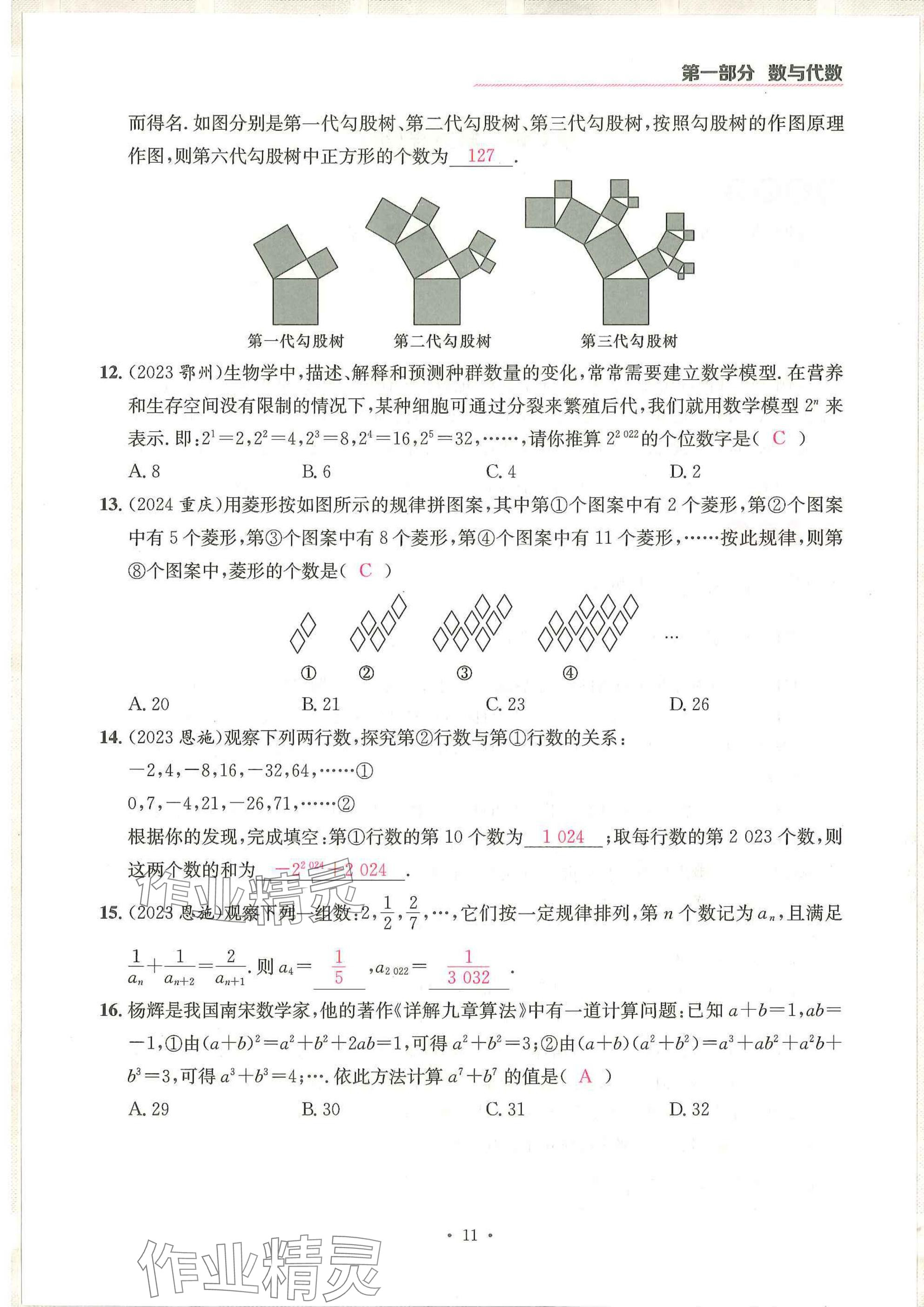2025年一品中考數(shù)學(xué)武漢專版 參考答案第11頁