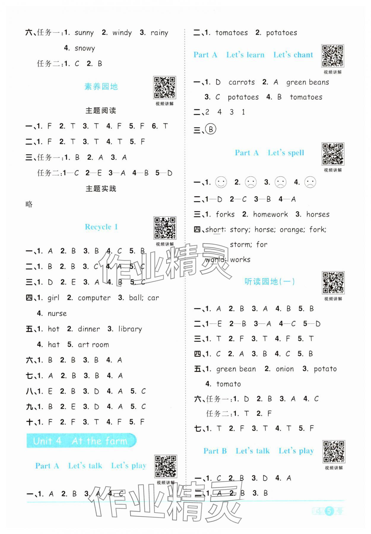 2025年阳光同学课时优化作业四年级英语下册人教版 第5页