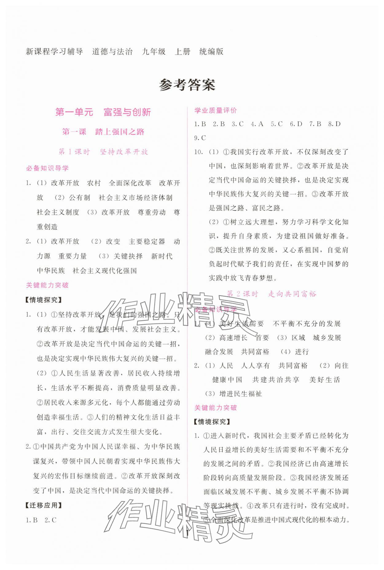 2025年新课程学习辅导九年级道德与法治上册人教版 第1页