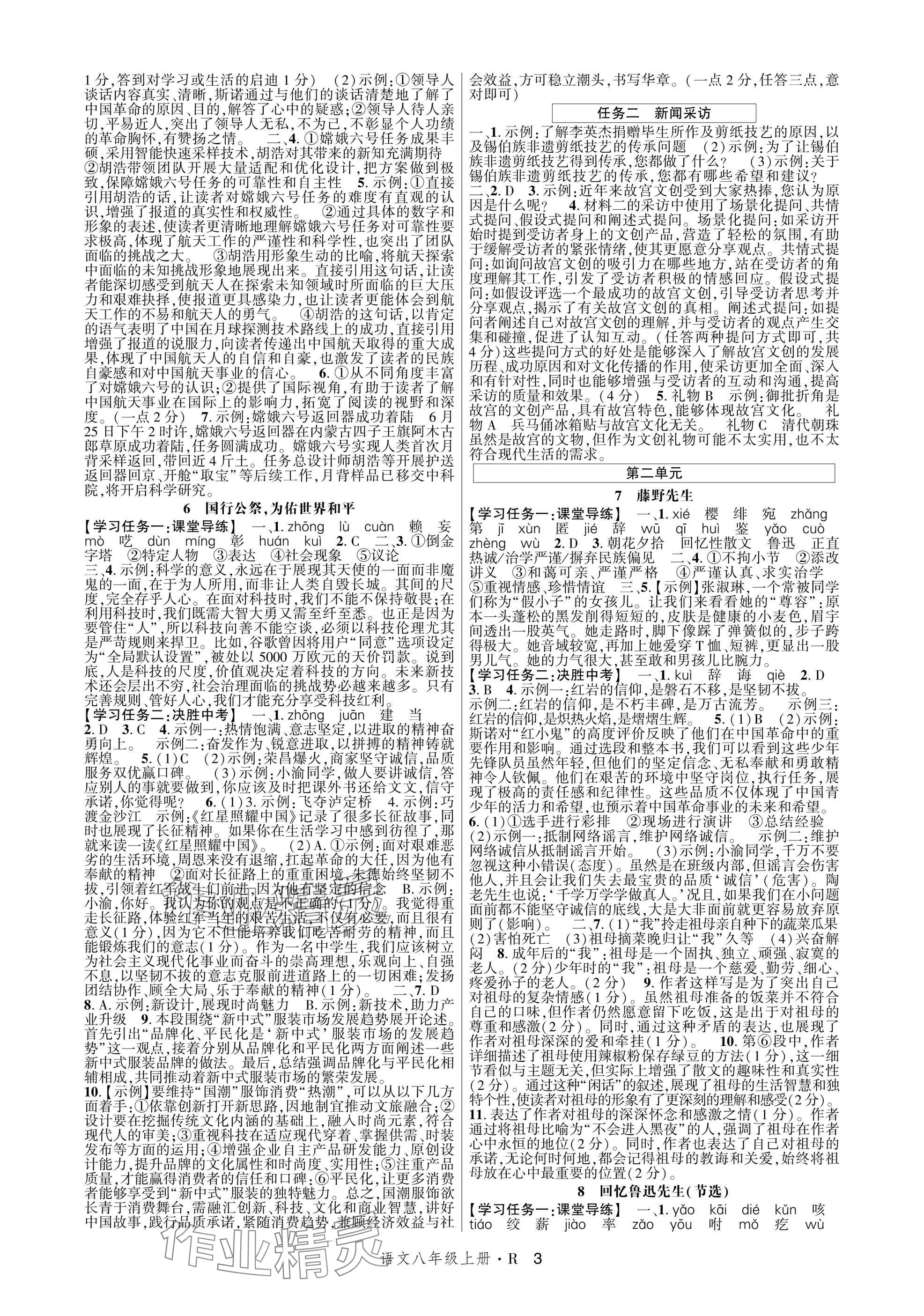 2025年高分突破課時(shí)達(dá)標(biāo)講練測(cè)八年級(jí)語(yǔ)文上冊(cè)人教版 參考答案第3頁(yè)