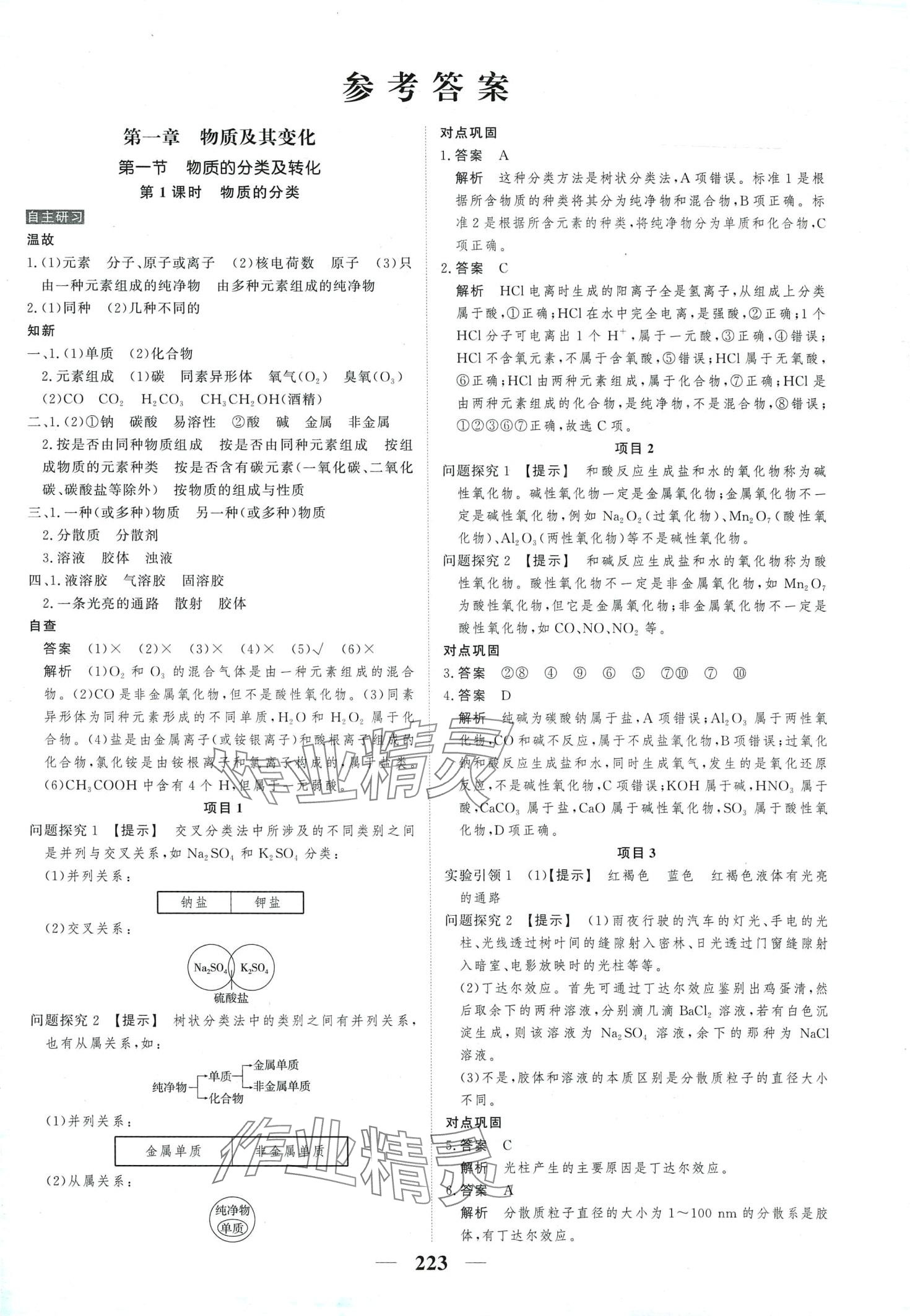 2024年高考調(diào)研衡水重點中學新教材同步學案高中化學必修第一冊 第1頁