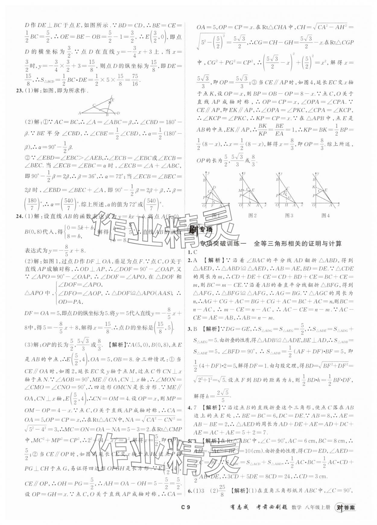 2024年有志成考前必刷題八年級數(shù)學上冊浙教版 參考答案第8頁
