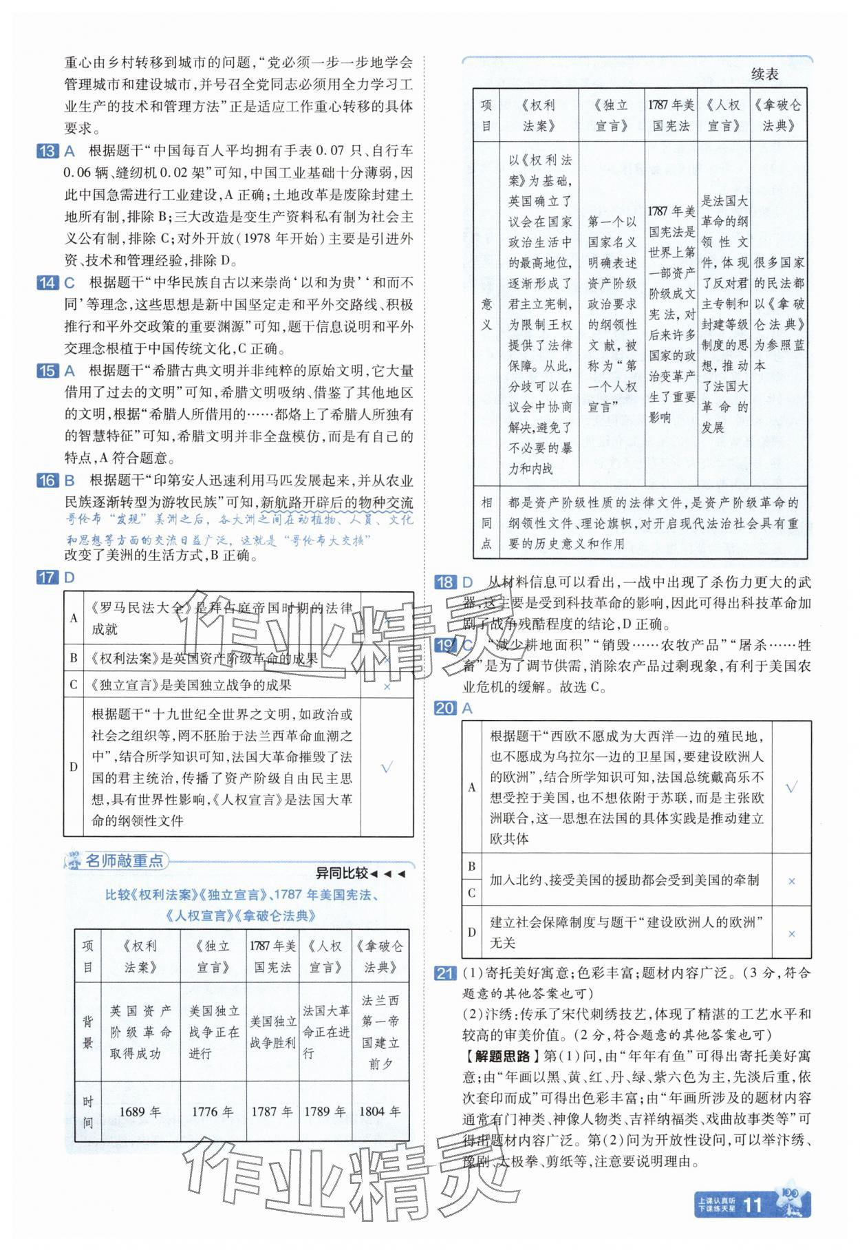 2025年金考卷中考45套匯編歷史河南專版紫色封面 參考答案第11頁