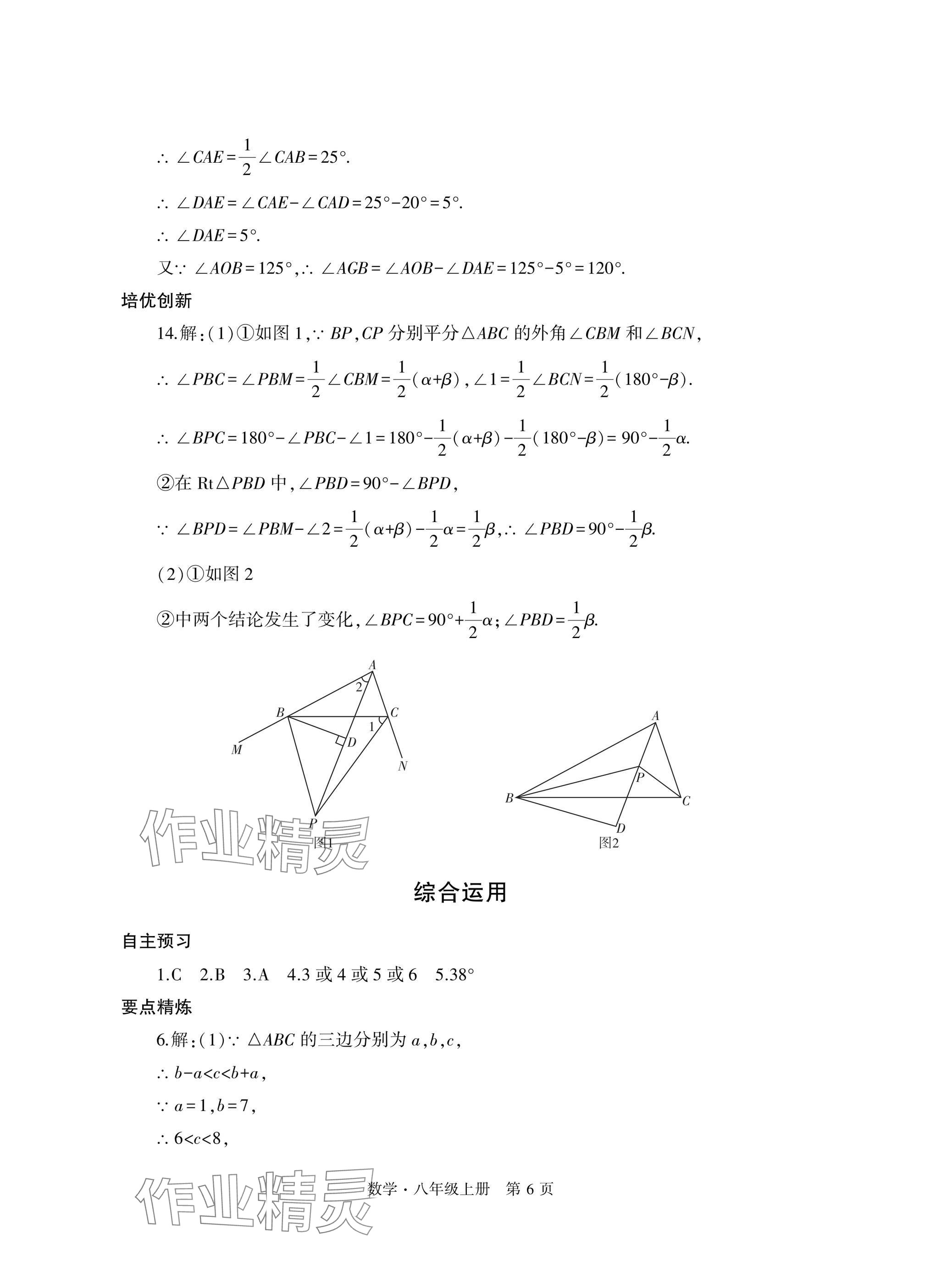 2024年自主學習指導課程與測試八年級數(shù)學上冊人教版 參考答案第6頁