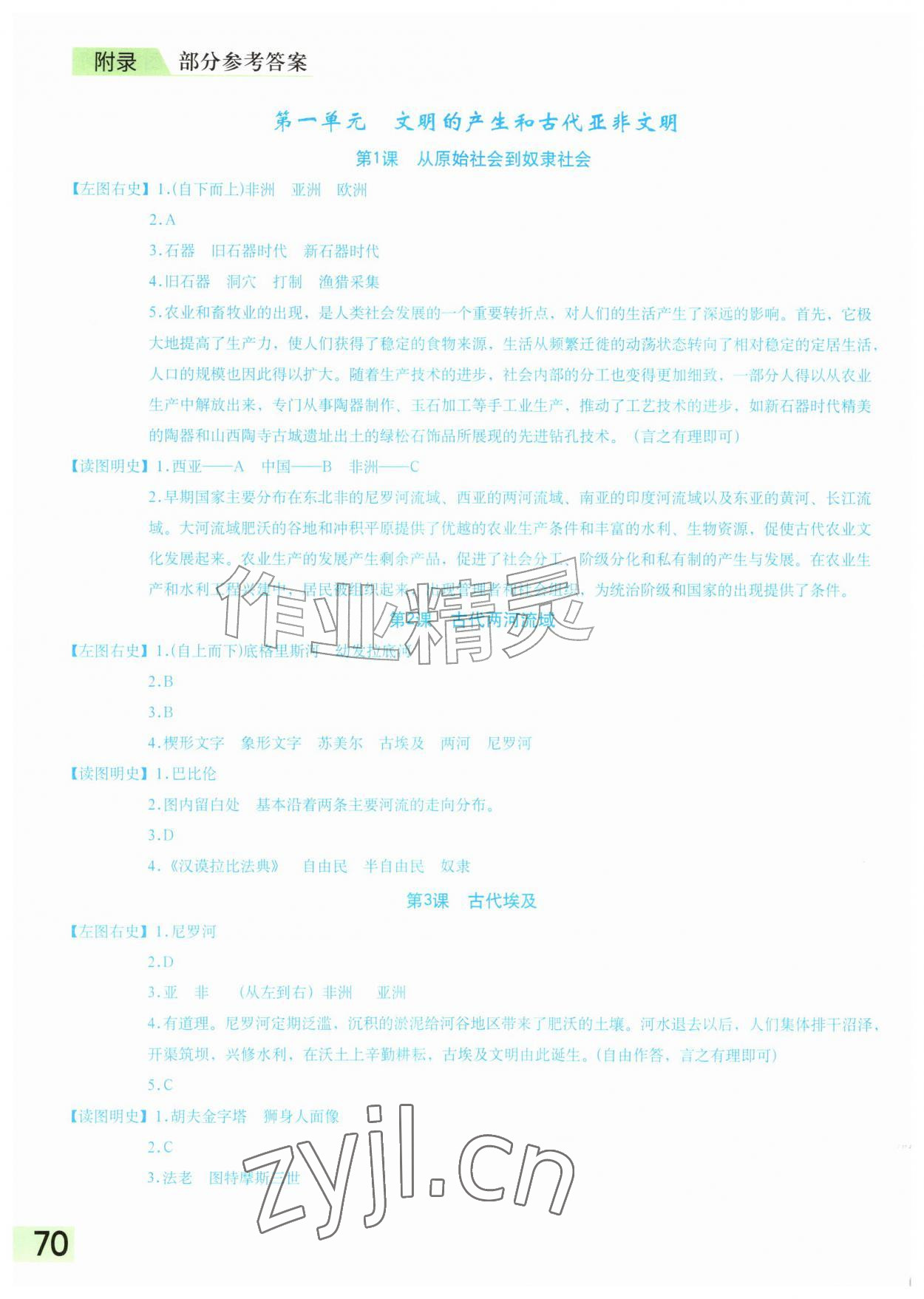 2026年填充图册星球地图出版社九年级历史上册人教版海南专版&nbsp;参考答案第1页