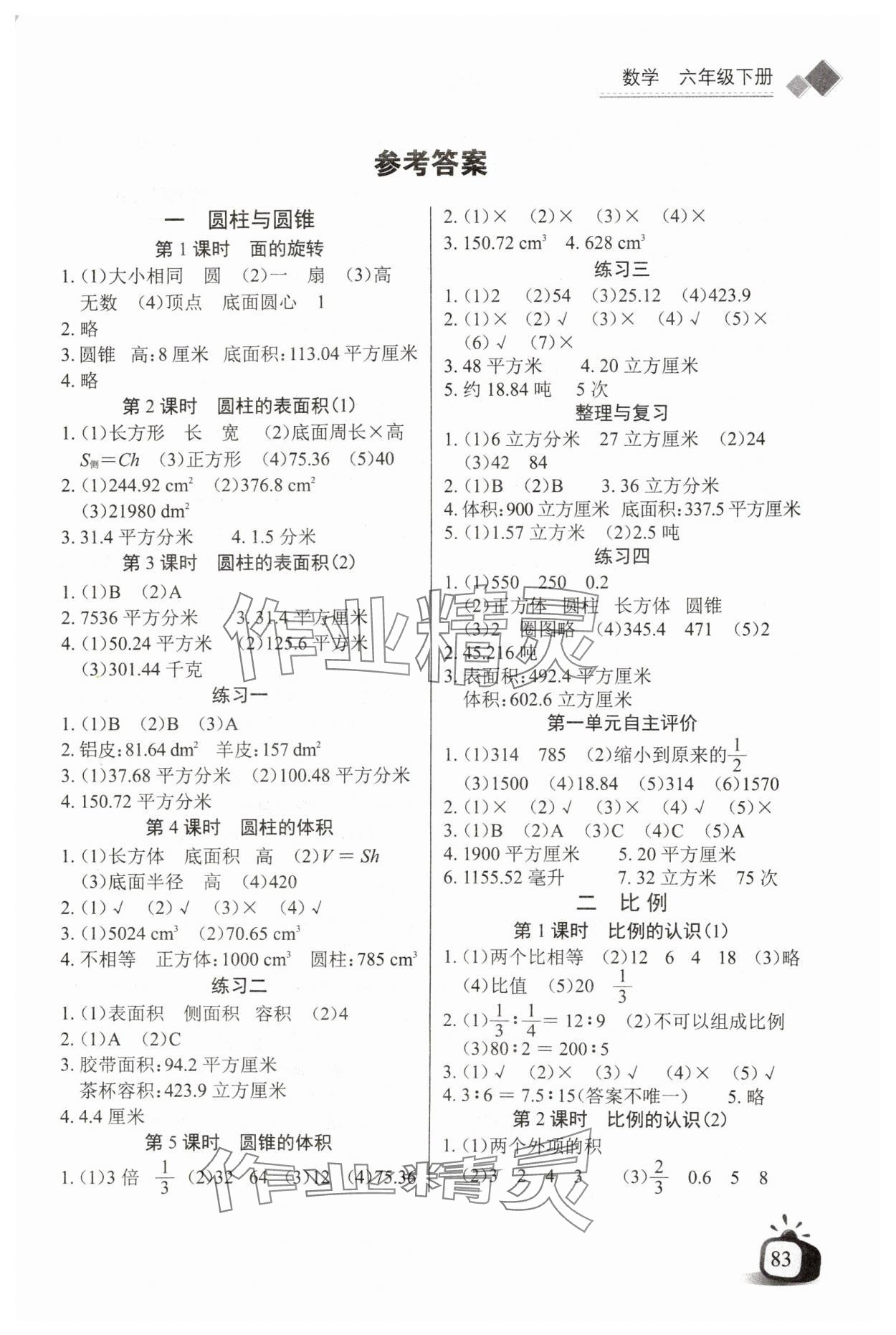 2025年长江全能学案同步练习册六年级数学下册北师大版 第1页