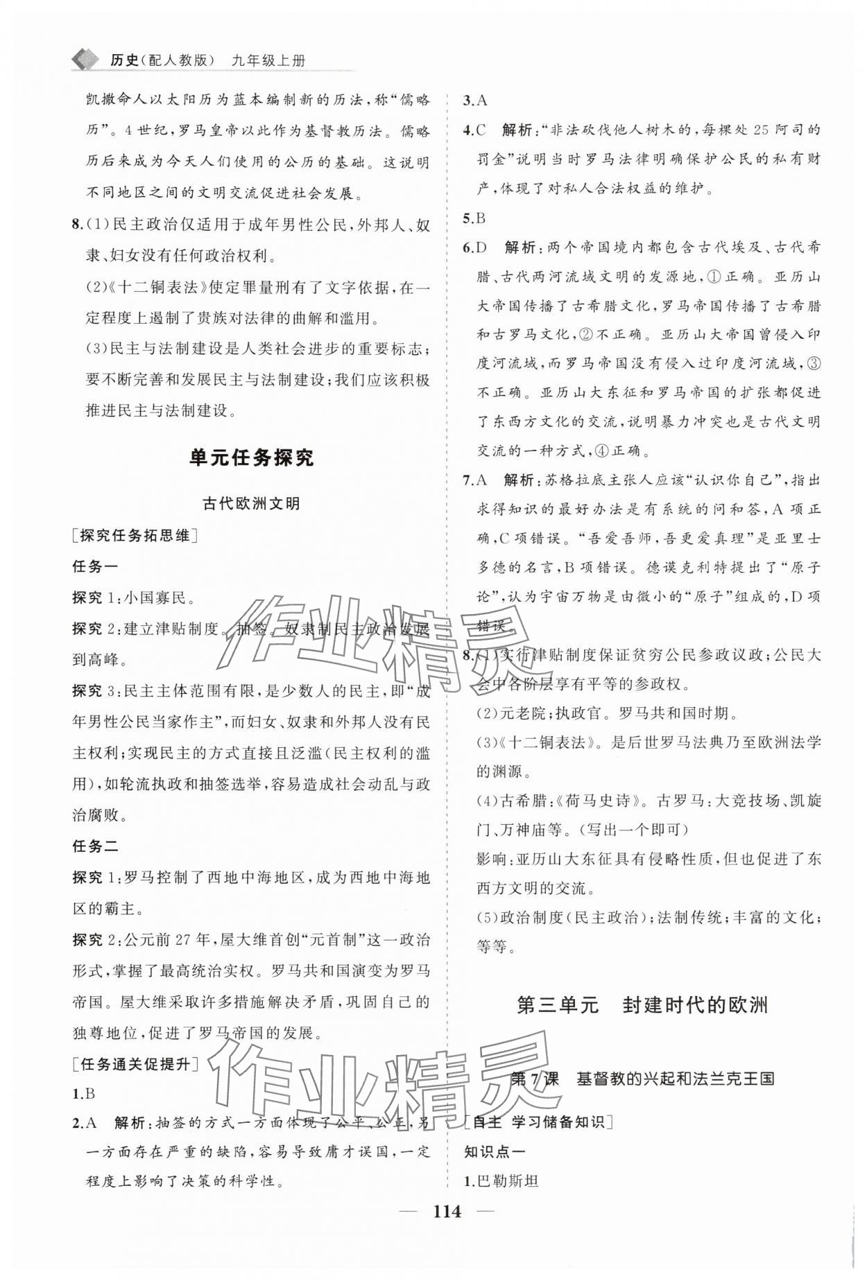 2025年新课程同步练习册九年级历史上册人教版&nbsp;第6页