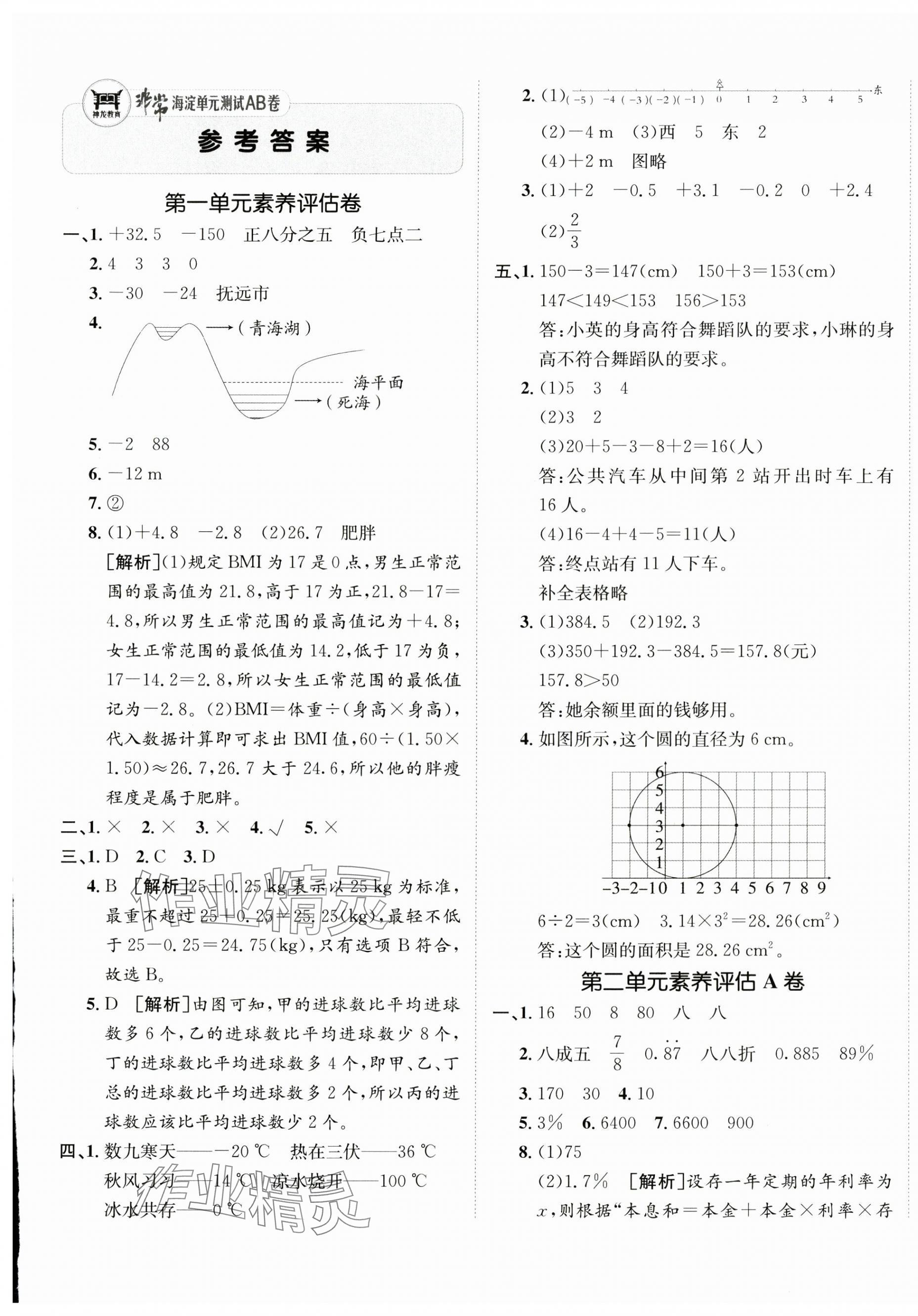 2025年海淀單元測(cè)試AB卷六年級(jí)數(shù)學(xué)下冊(cè)人教版 第1頁(yè)