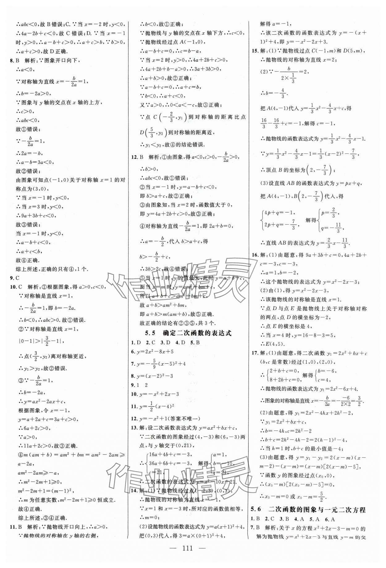 2024年細解巧練九年級數(shù)學下冊青島版 參考答案第7頁