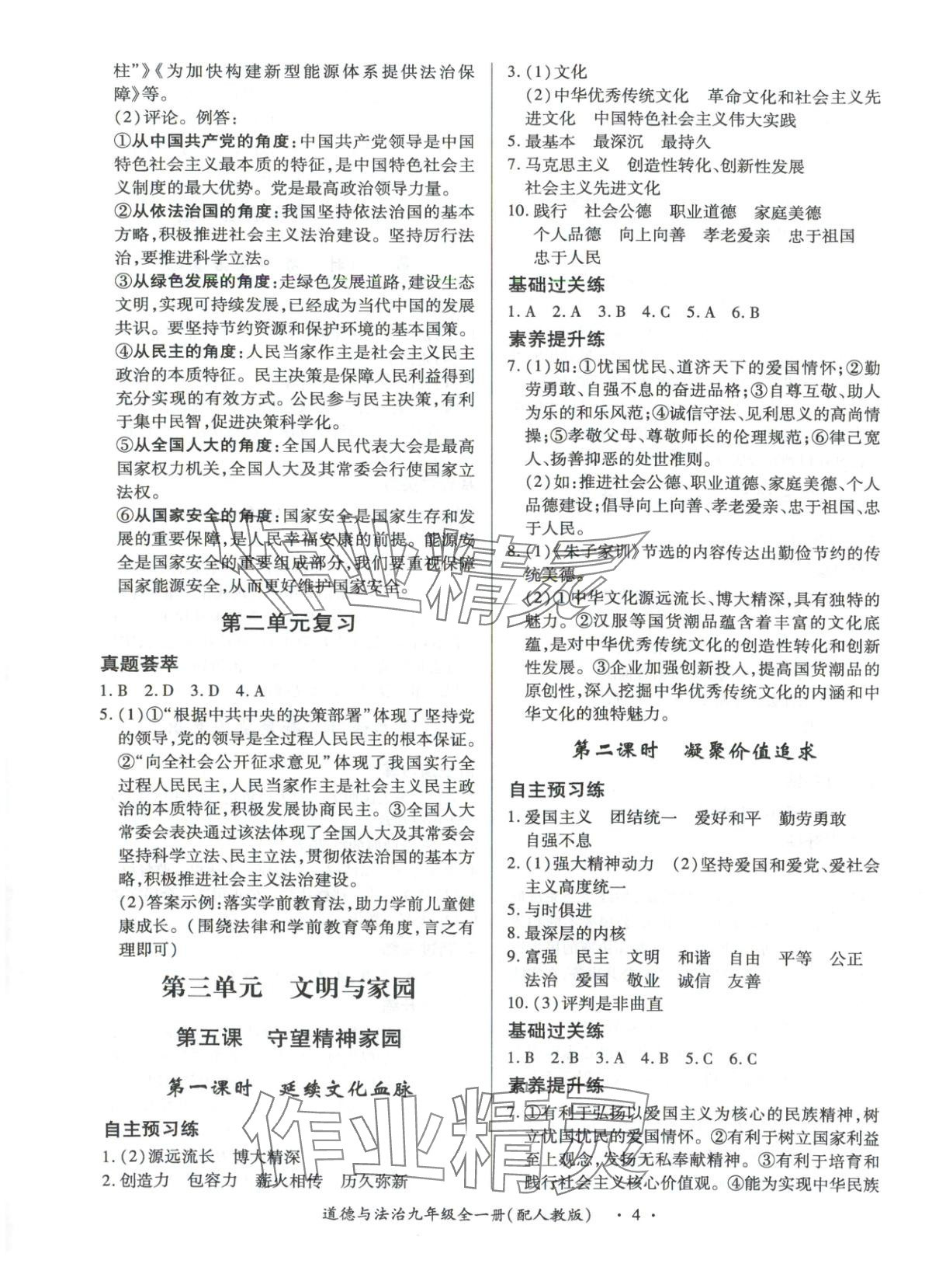 2025年新教材新评估九年级道德与法治全一册人教版&nbsp;第4页