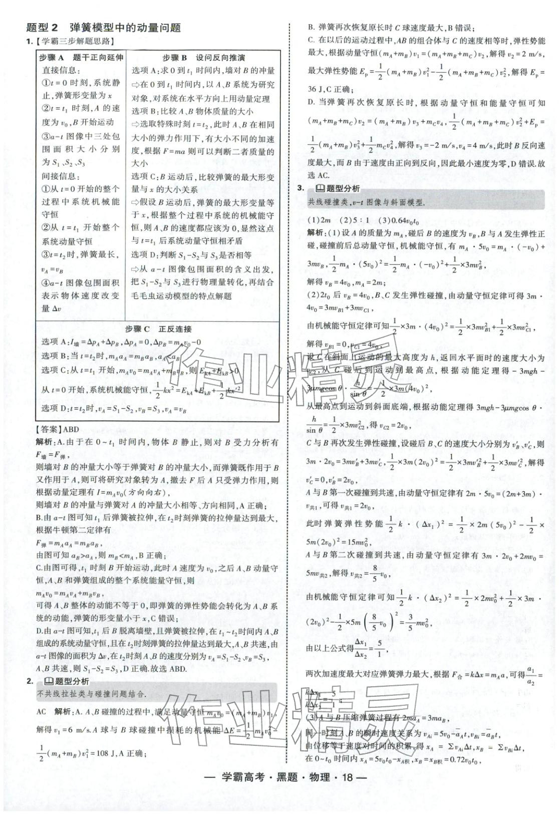 2025年学霸高考黑题物理人教版 参考答案第18页