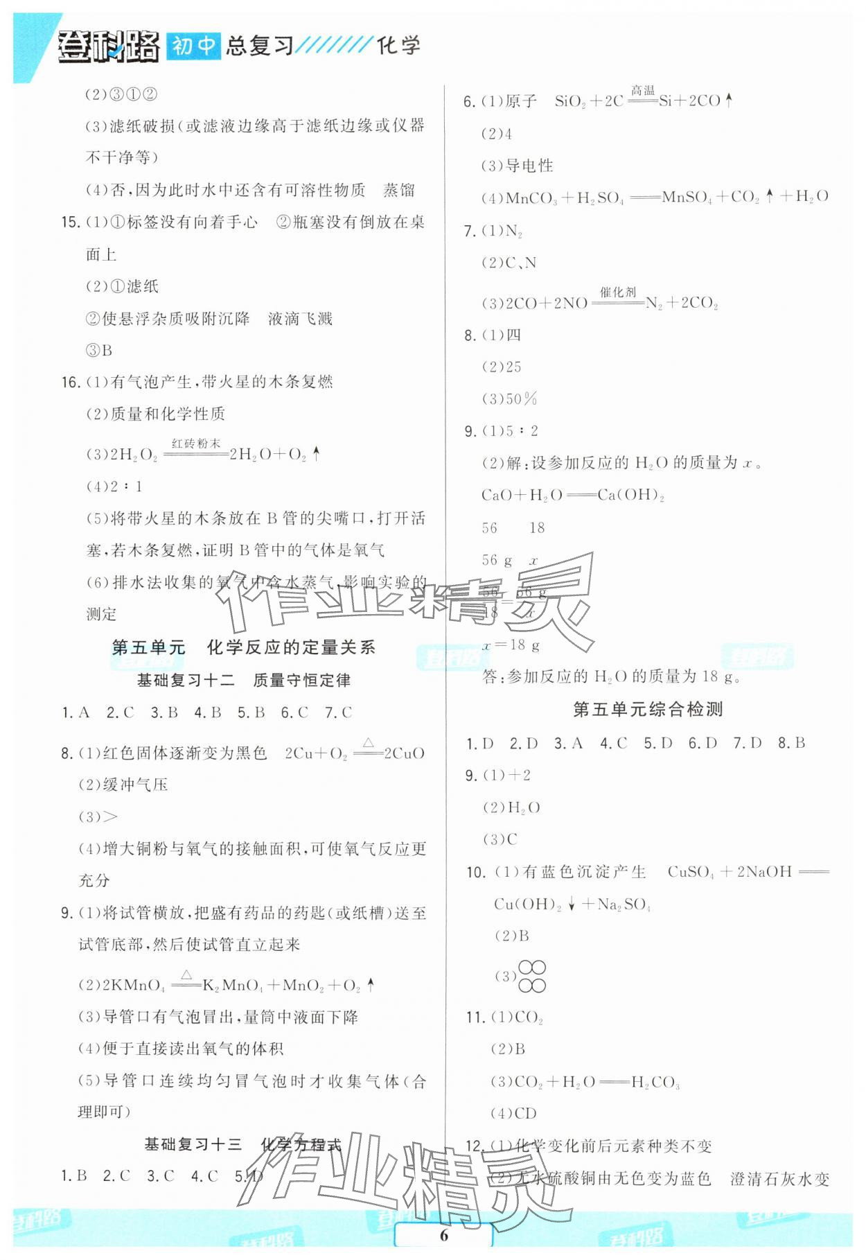 2025年勝券在握初中總復(fù)習(xí)化學(xué)人教版 參考答案第5頁