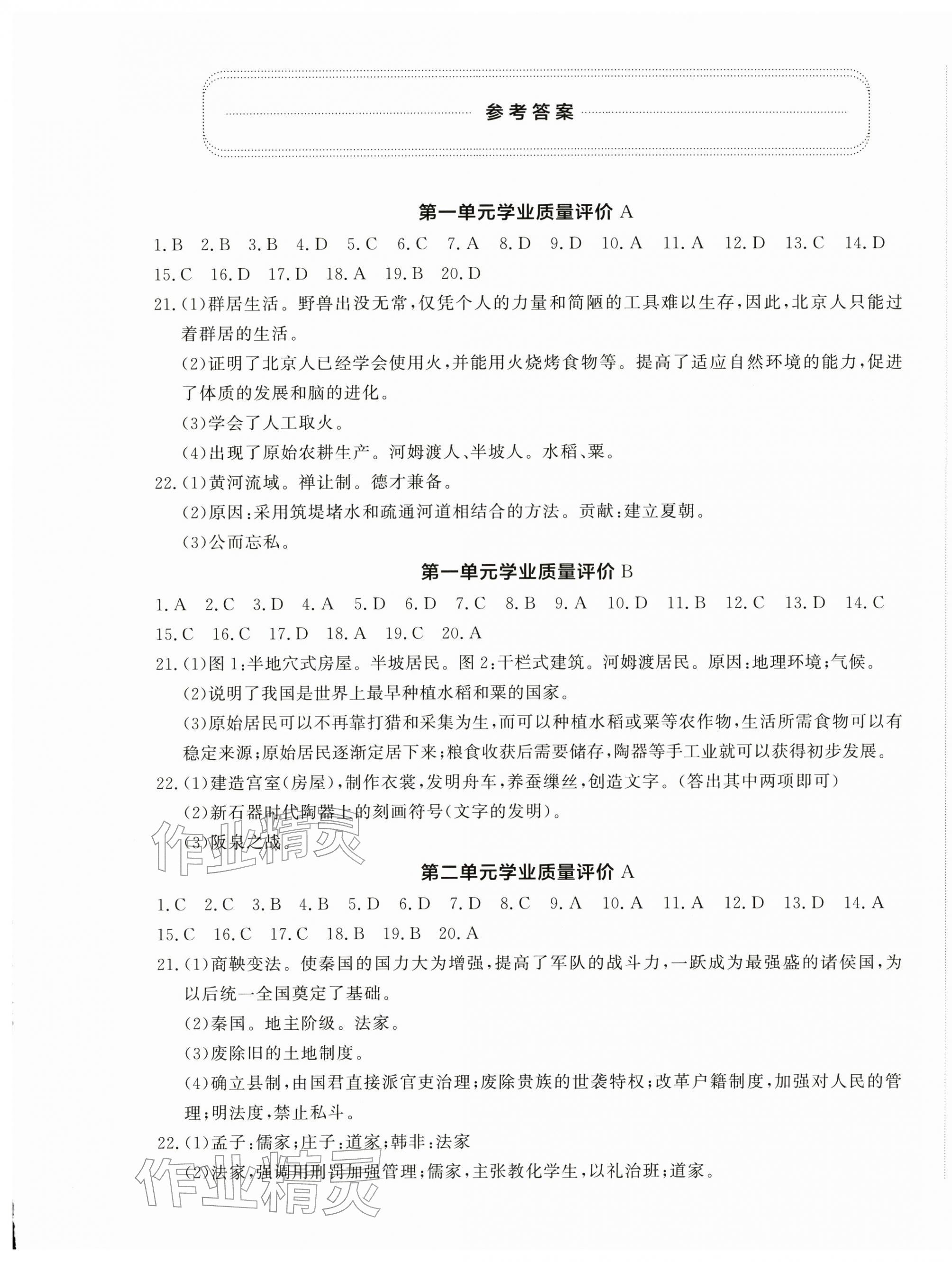 2025年精练课堂分层作业七年级历史上册人教版临沂专版 第1页