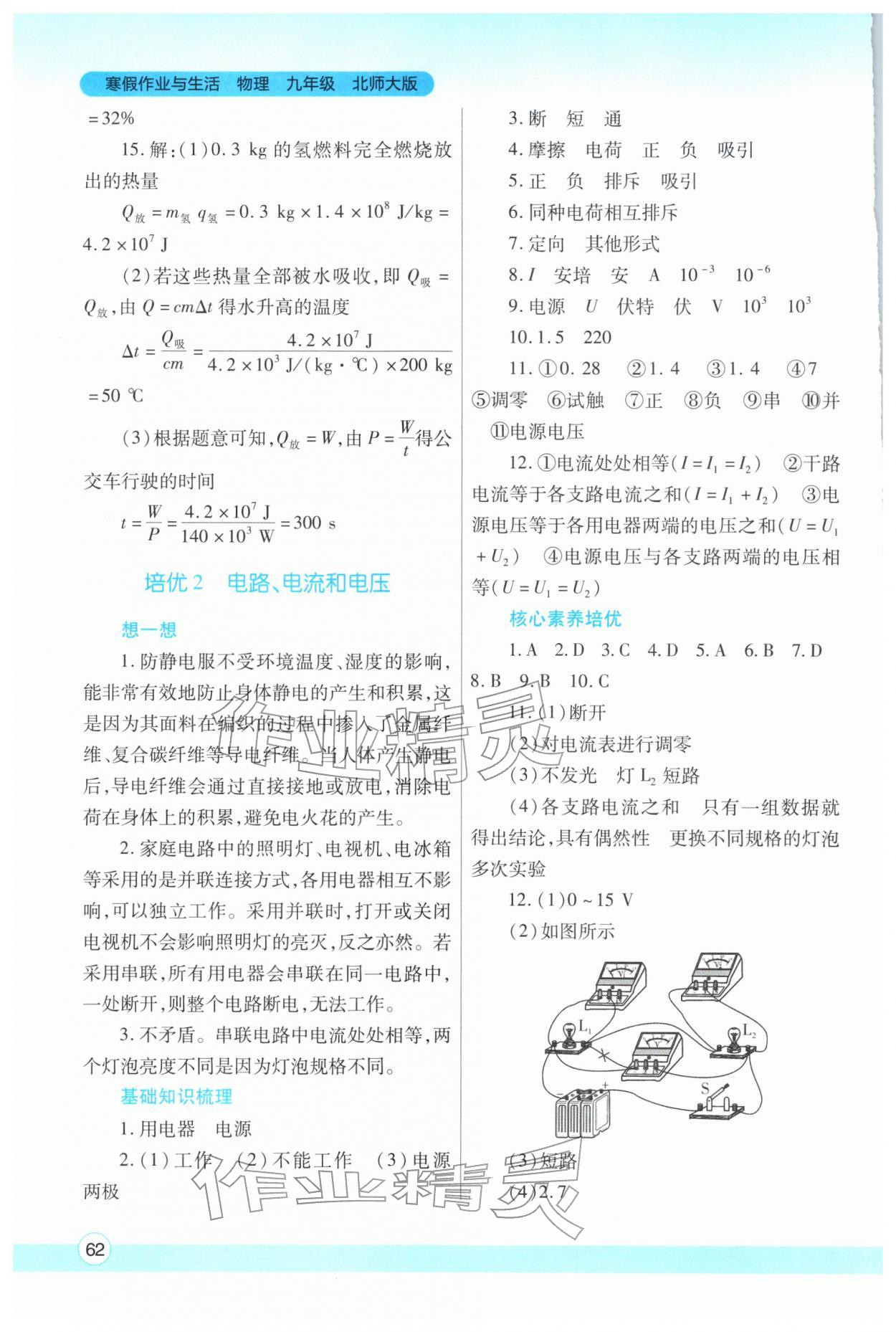 2026年寒假作业与生活陕西师范大学出版总社九年级物理北师大版&nbsp;第2页