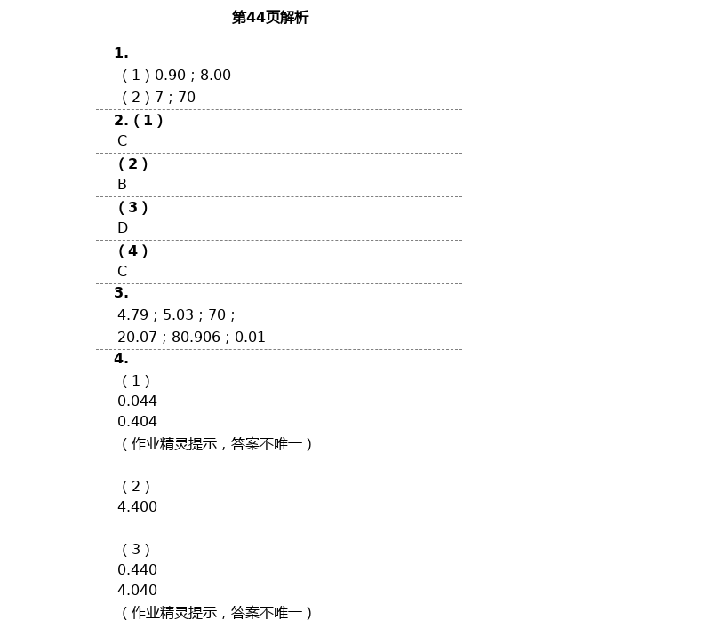 2021年新思維伴你學(xué)單元達(dá)標(biāo)測(cè)試卷四年級(jí)數(shù)學(xué)下冊(cè)人教版 第44頁(yè)