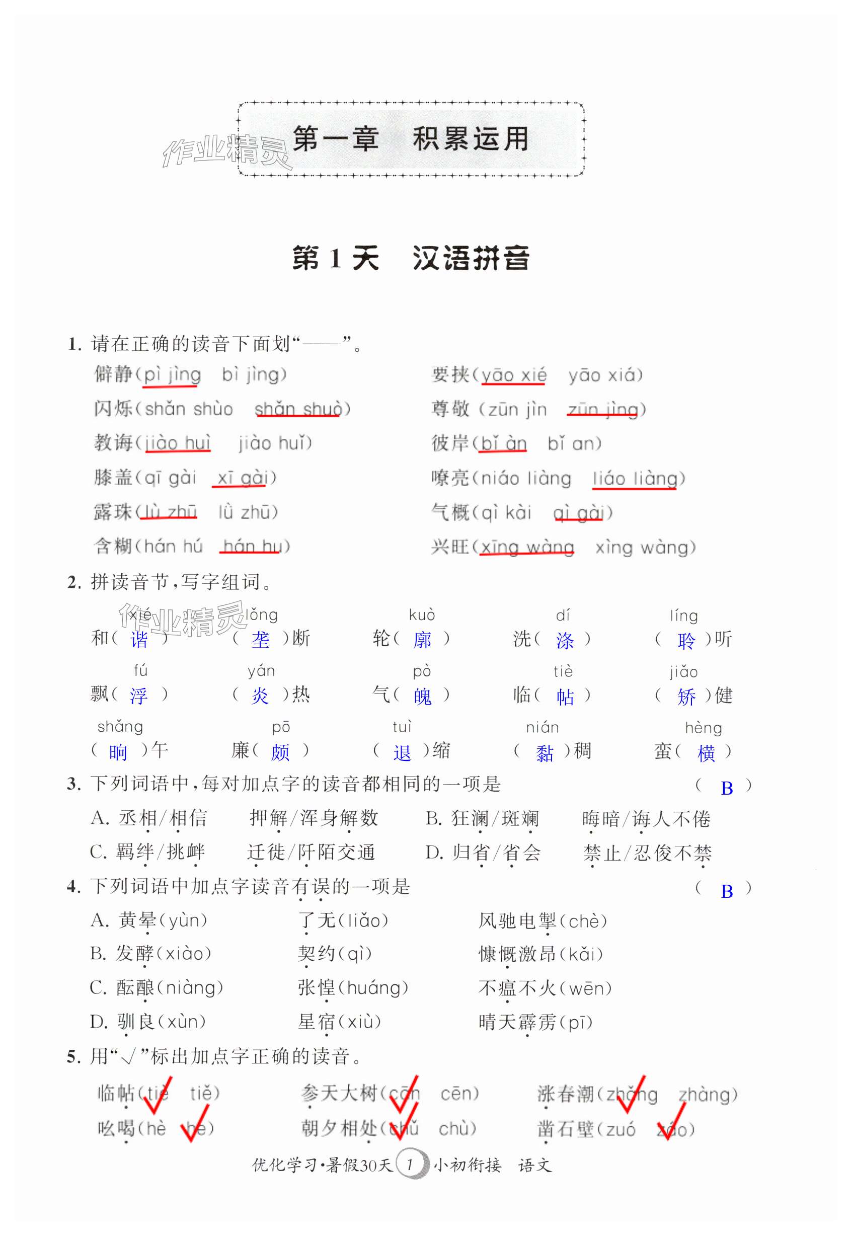 2025年優(yōu)化學(xué)習(xí)暑假30天小初銜接語(yǔ)文河海大學(xué)出版社 第1頁(yè)