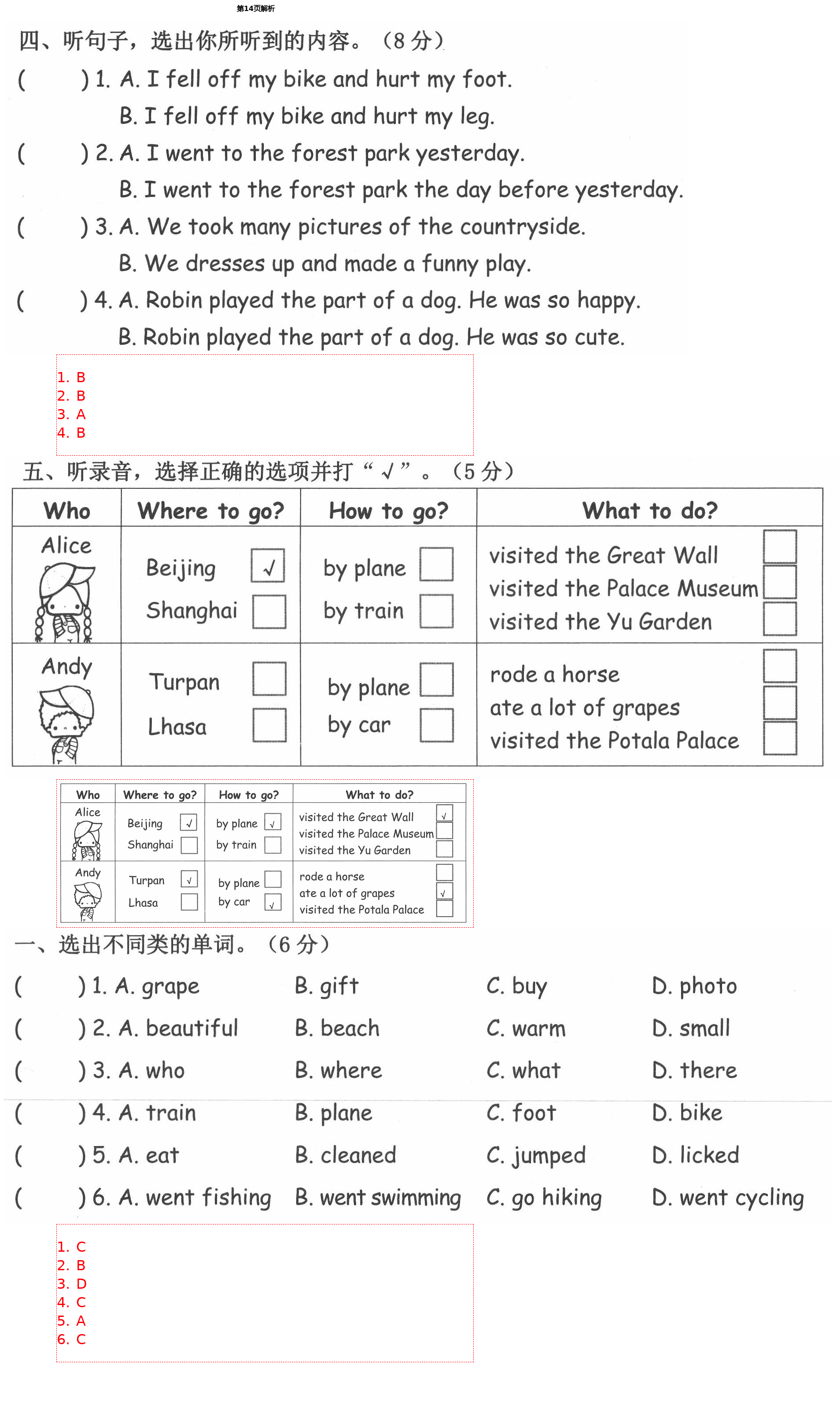 2021年小學(xué)英語單元卷六年級下冊人教版寧波出版社 第14頁