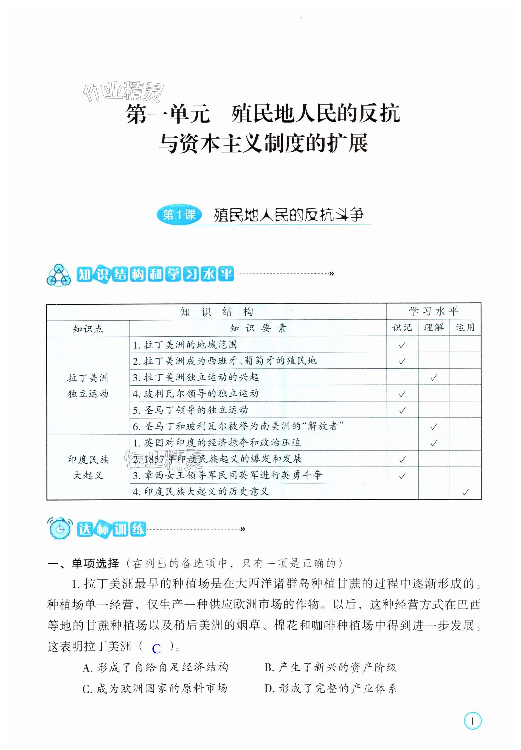 2025年學習指要九年級歷史下冊人教版 第1頁