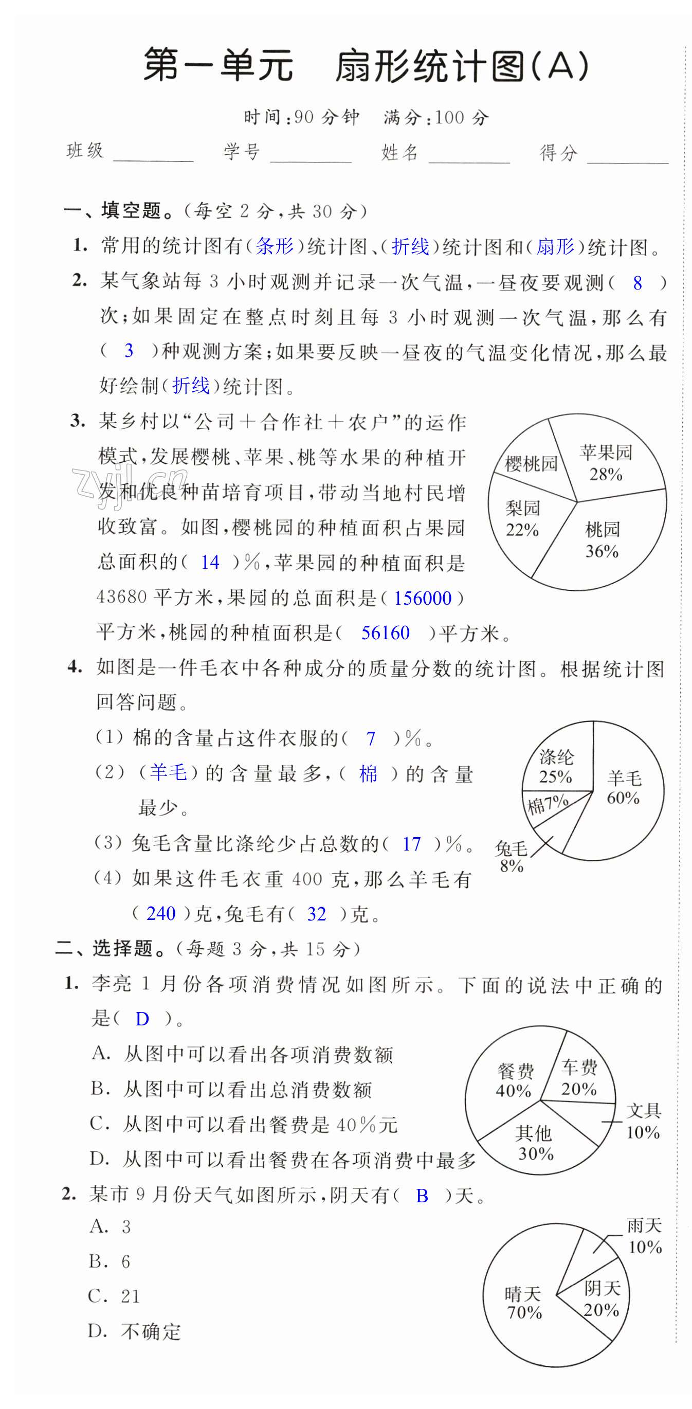 2023年阳光互动绿色成长空间六年级数学下册提优版 第1页