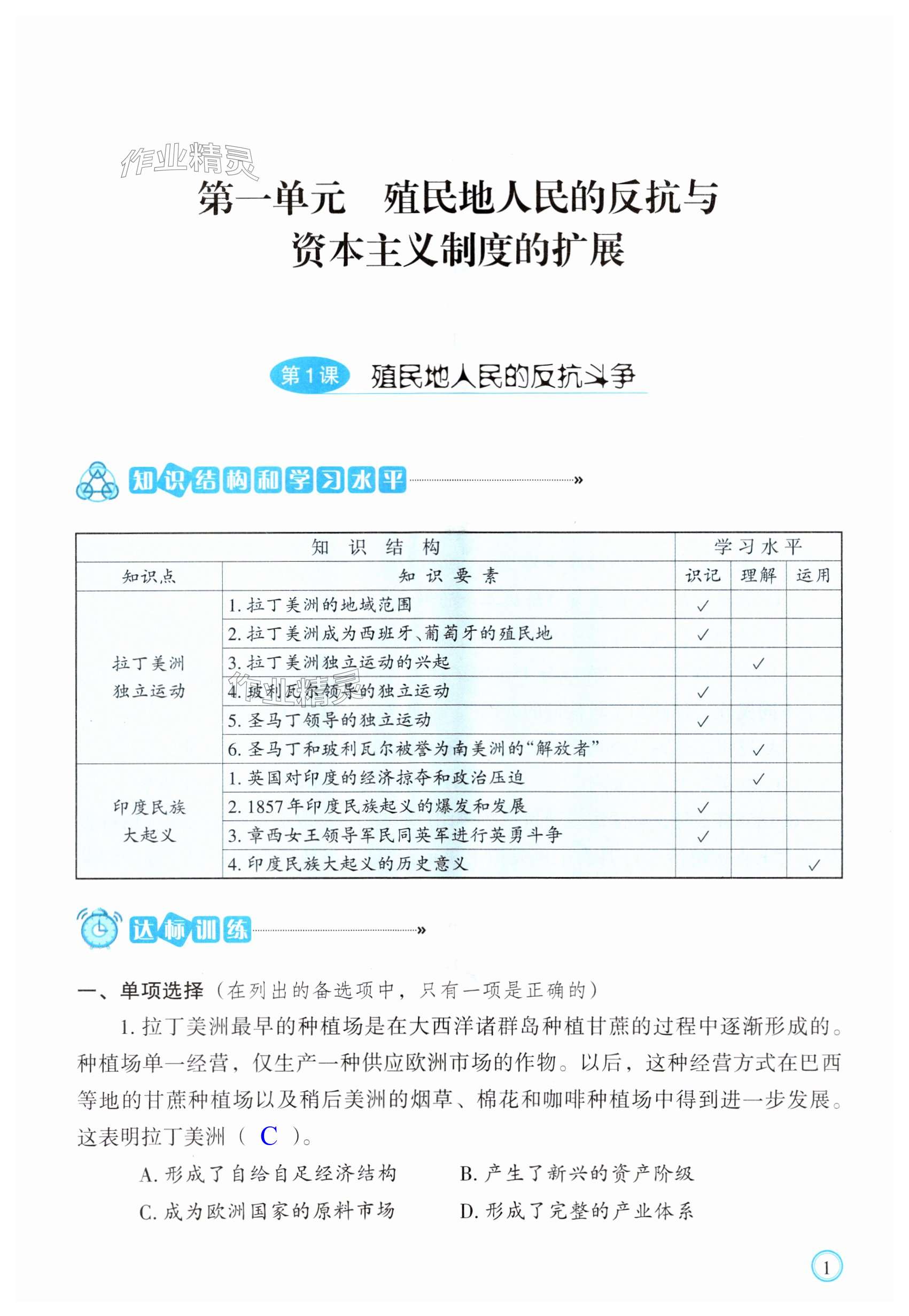 2024年學習指要九年級歷史下冊人教版 第1頁