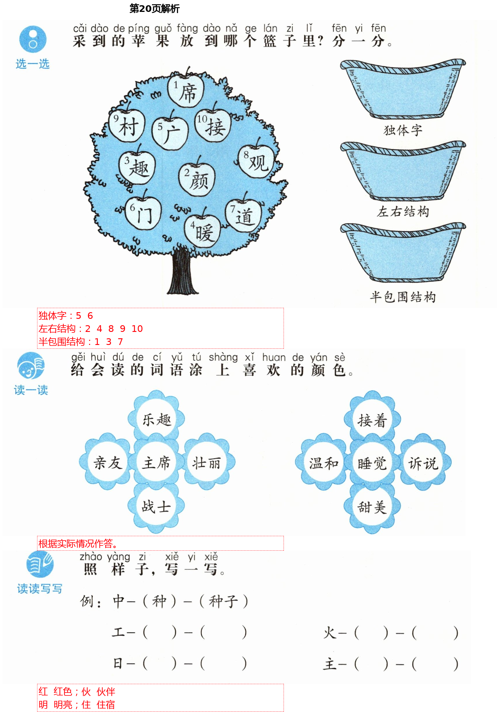 2021年人教金學(xué)典同步解析與測評一年級語文下冊人教版山西專版 第20頁